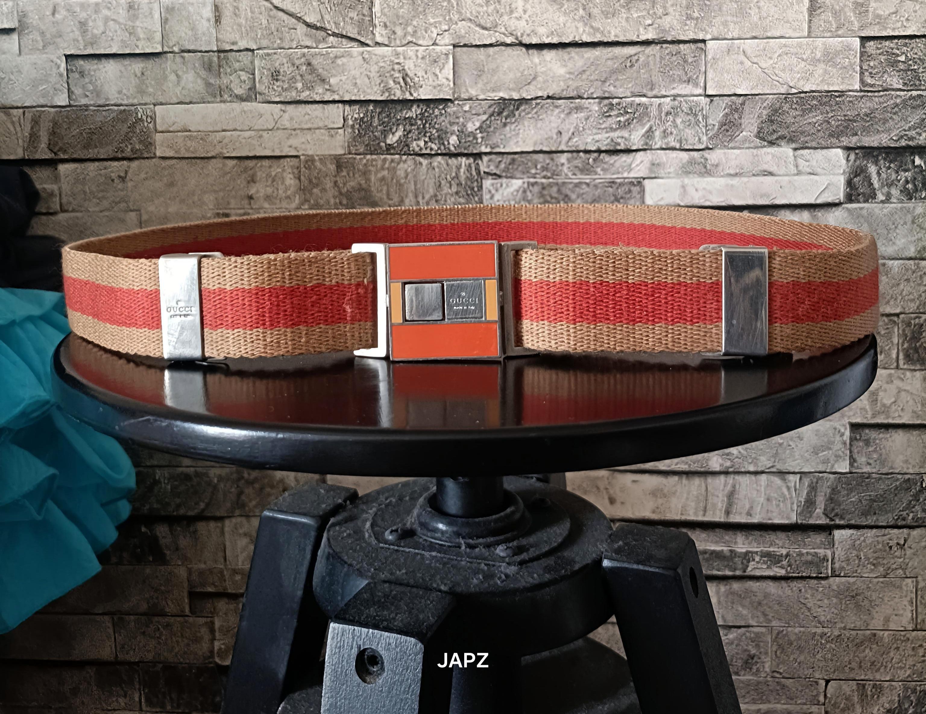 Gucci Vintage Gucci stripe interlocking canvas belt Size ONE SIZE - 7 Thumbnail
