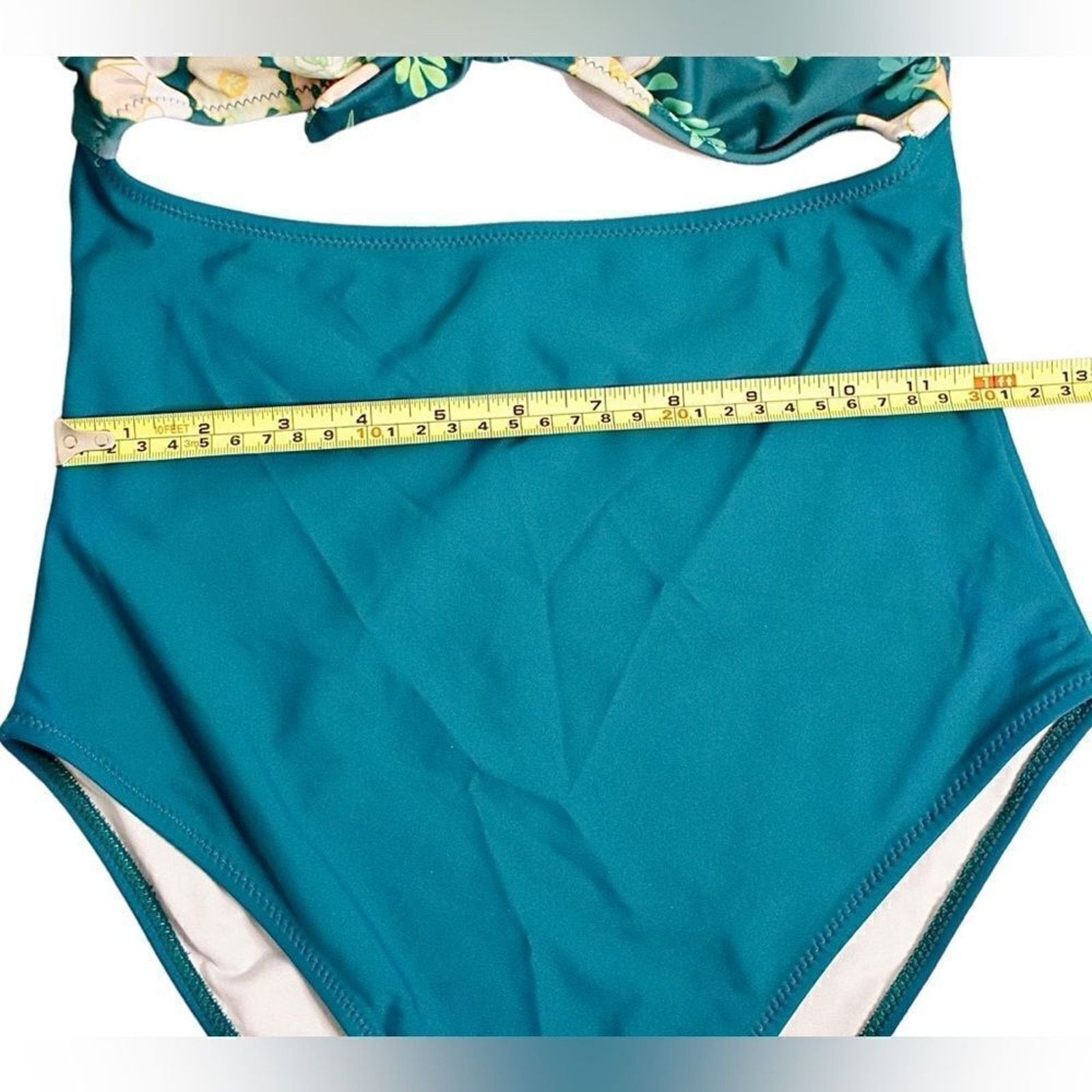 Other Tropical Floral Open Tummy Teal Moderate 1pc Swimsuit SMALL Size S / US 4 / IT 40 - 4 Thumbnail