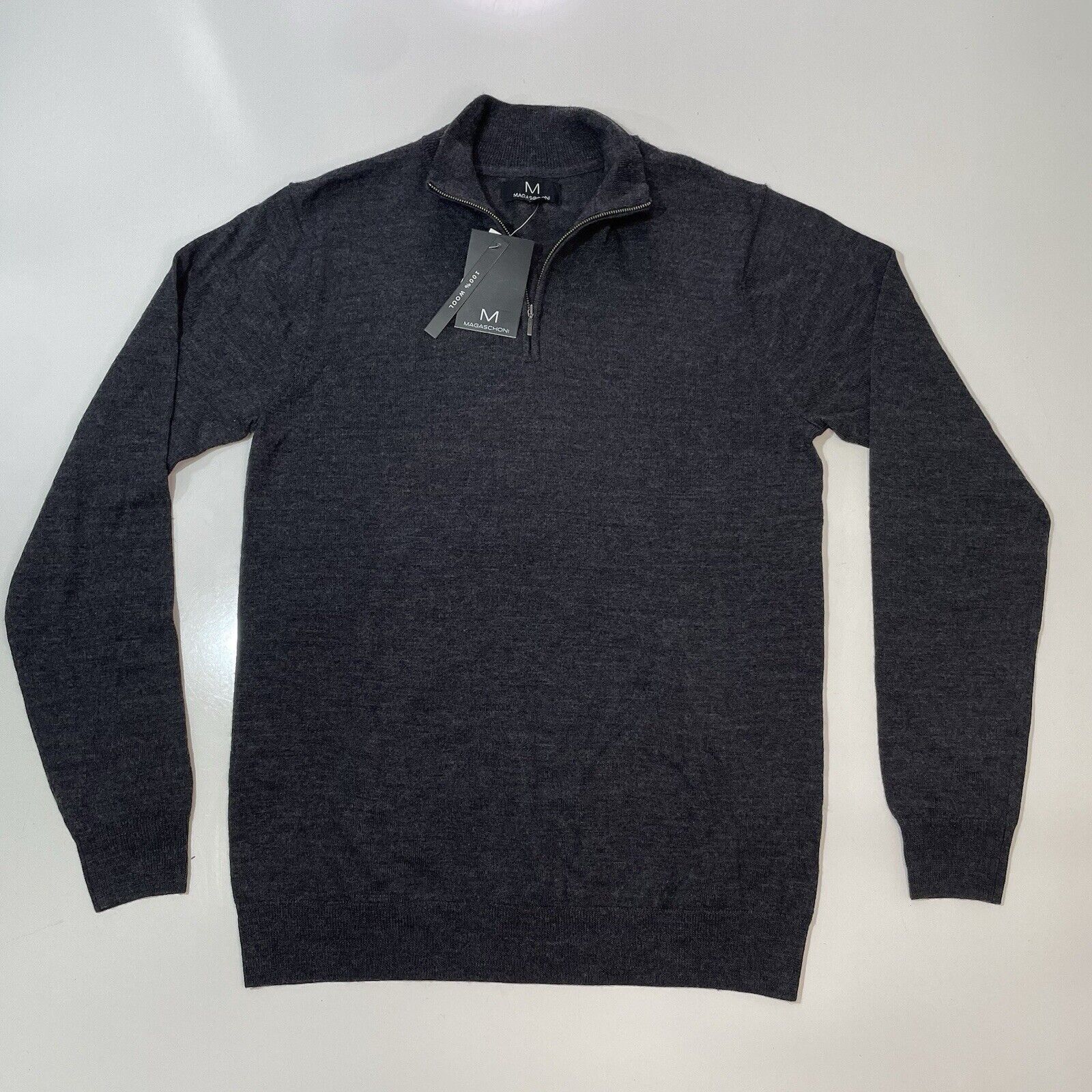 Magaschoni Magaschoni Men’s Merino Wool 1/4 Zip Sweater Gray Sz M Tall Size US M / EU 48-50 / 2 - 1 Thumbnail