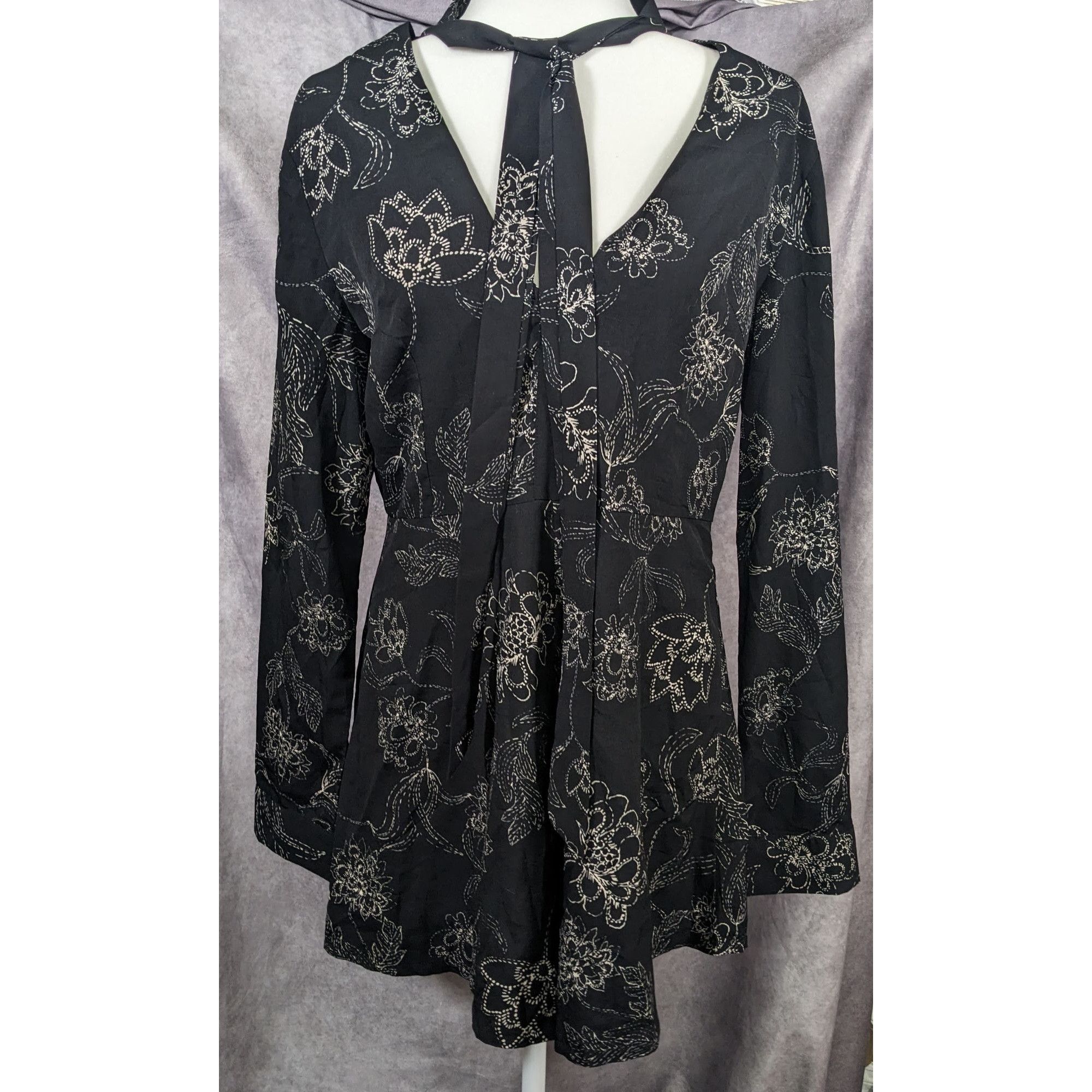 Other Gothic Floral Tie Neck Romper by Missguided Size 32" / US 10 / IT 46 - 6 Thumbnail
