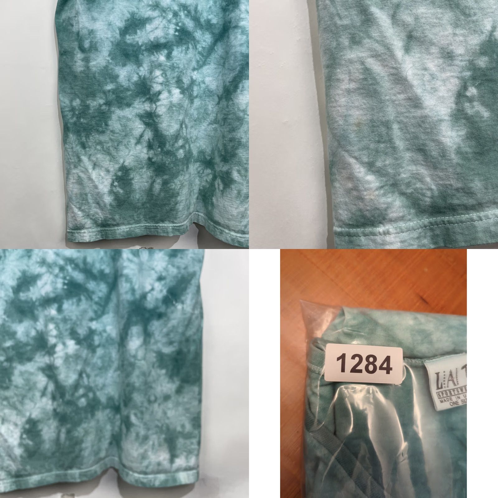 Vintage VINTAGE LAT Sportswear Green Tie Dye Sleep Shirt One Size Egyptian Hieroglyphics Shirt Unisex Adults Short Sleeve Tie Dye Pockets 100% Cotton Size ONE SIZE - 10 Thumbnail