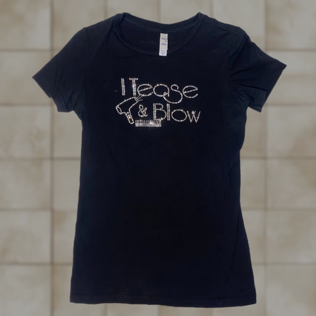 Bell Funny Tshirt Cosmetologist Logo Black S Rhinestone Crystal I Tease & Blow Size S / US 4 / IT 40 - 1 Thumbnail