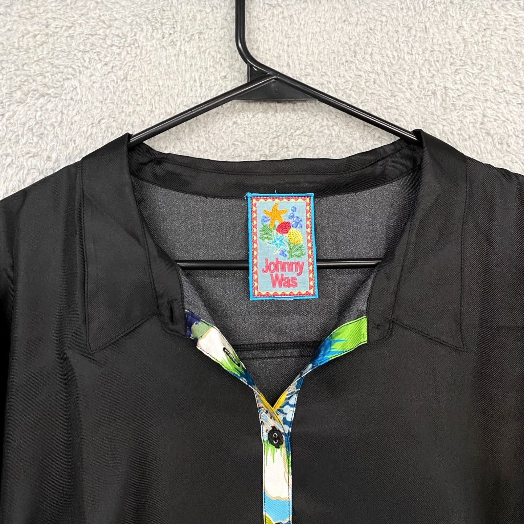 Johnny Was Johnny Was Silk Dress Womens Large Oversized Araia 100% Silk Beach Cruise Resort Floral Black Size L / US 10 / IT 46 - 5 Thumbnail