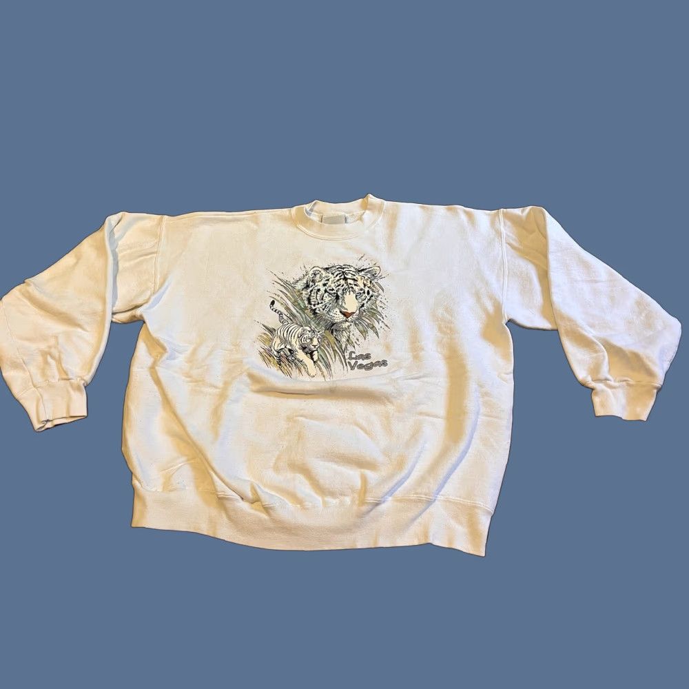 Hanes VINTAGE Hanes Sweatshirt Men 2XL White Tigers Las Vegas Cowboy City Graphic Print 90s Pullover Crew Neck Size US XXL / EU 58 / 5 - 1 Thumbnail