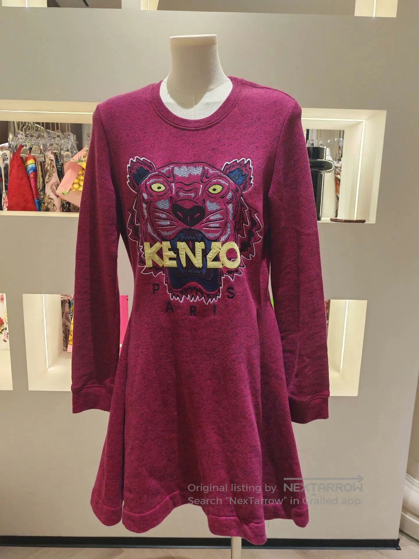 Kenzo KENZO Tiger Embroidered Sweatshirt Dress. Size M / US 6-8 / IT 42-44 - 1 Thumbnail
