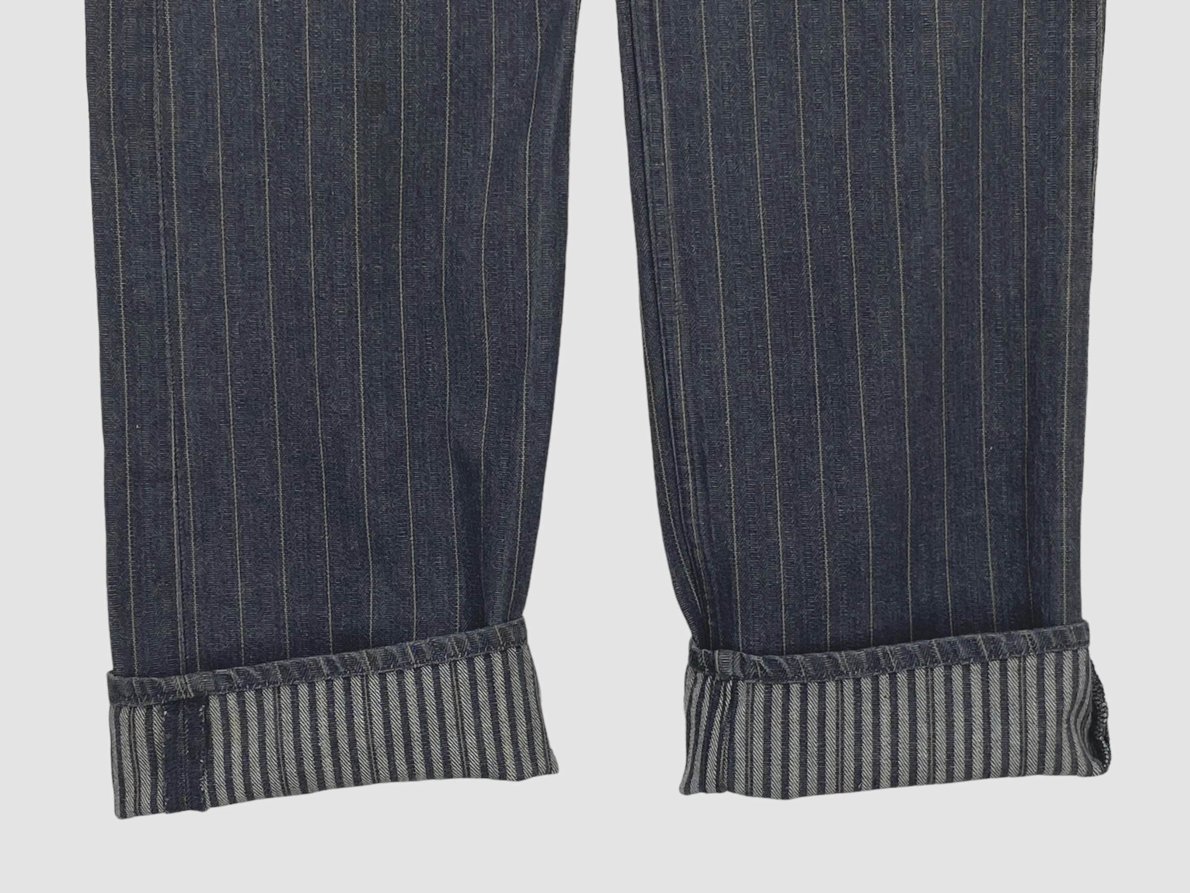 Japanese Brand Root Three Jeans Stripes Hickory Skateboard Pants Size US 29 - 9 Thumbnail