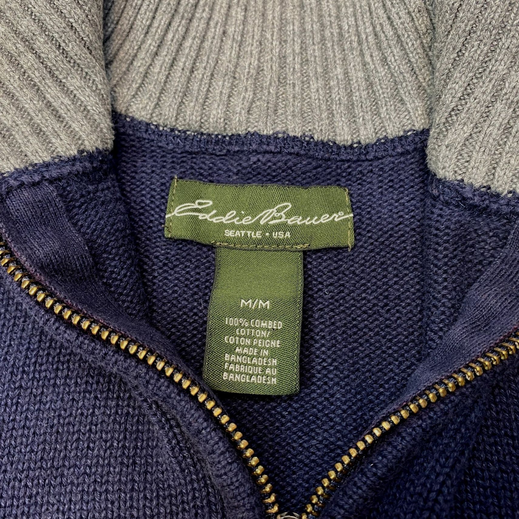 Eddie Bauer Eddie Bauer 1/4 Zip Sweater Men’s M Navy Blue 100% Combed Cotton 7538 Size US M / EU 48-50 / 2 - 6 Thumbnail