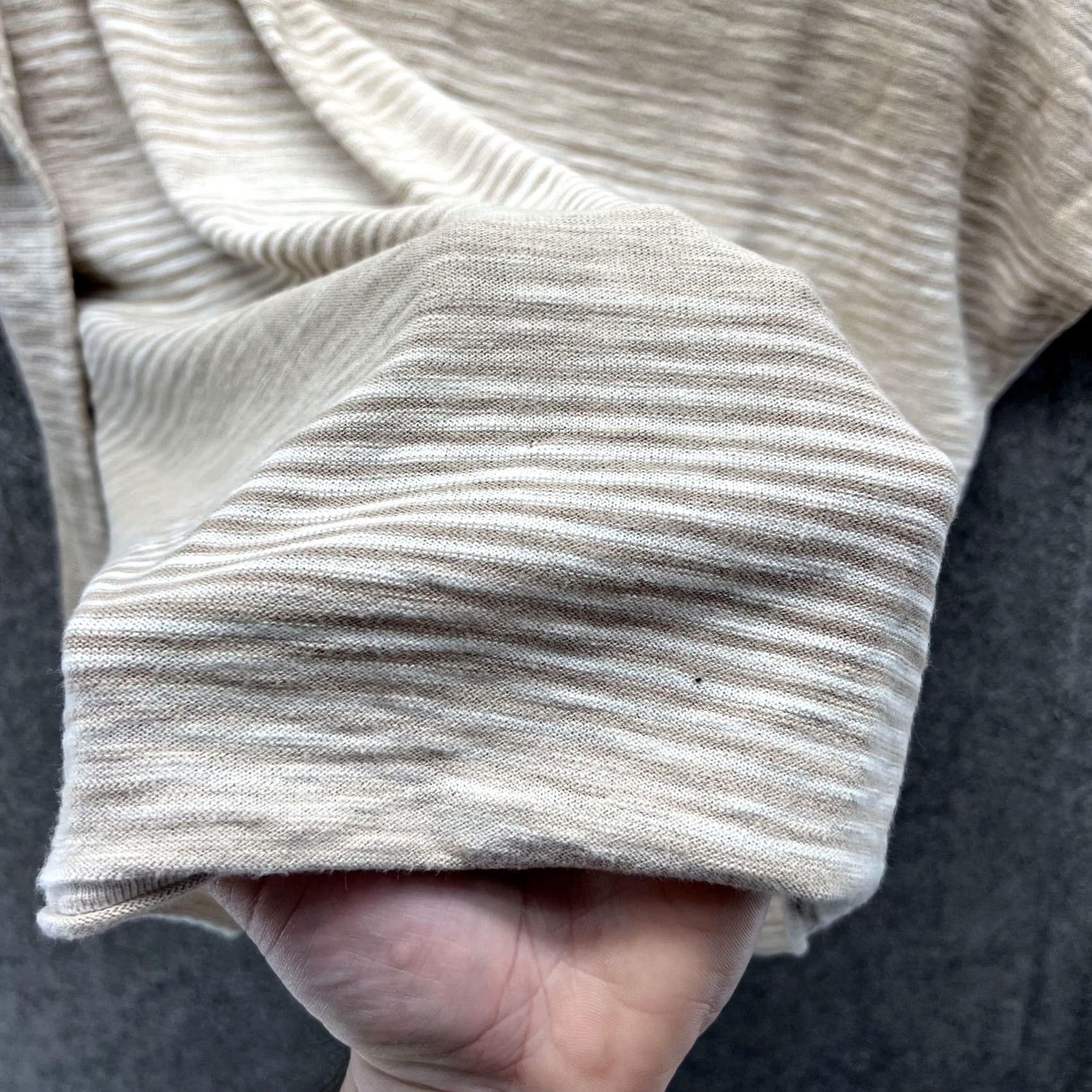 Vince VINCE Shirt Womens Medium Beige Striped Jersey Long Sleeve Relaxed Top Size M / US 6-8 / IT 42-44 - 7 Thumbnail