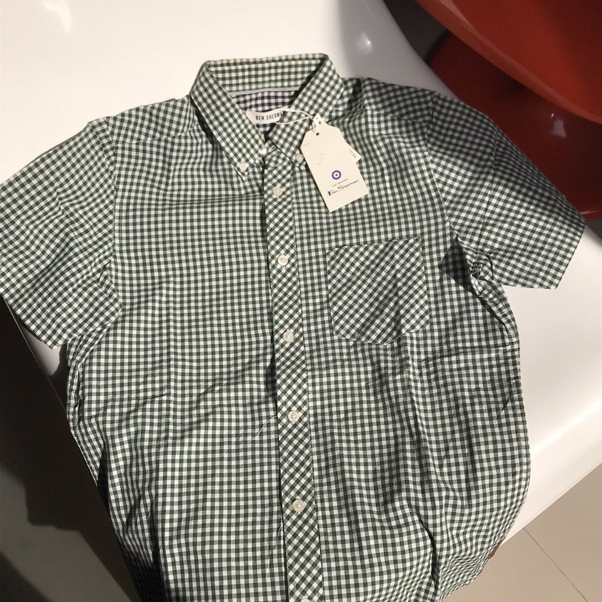 Ben Sherman × Vintage Ben Sherman Green Gingham Shirt Button Down Trimfit Short Size US S / EU 44-46 / 1 - 5 Thumbnail