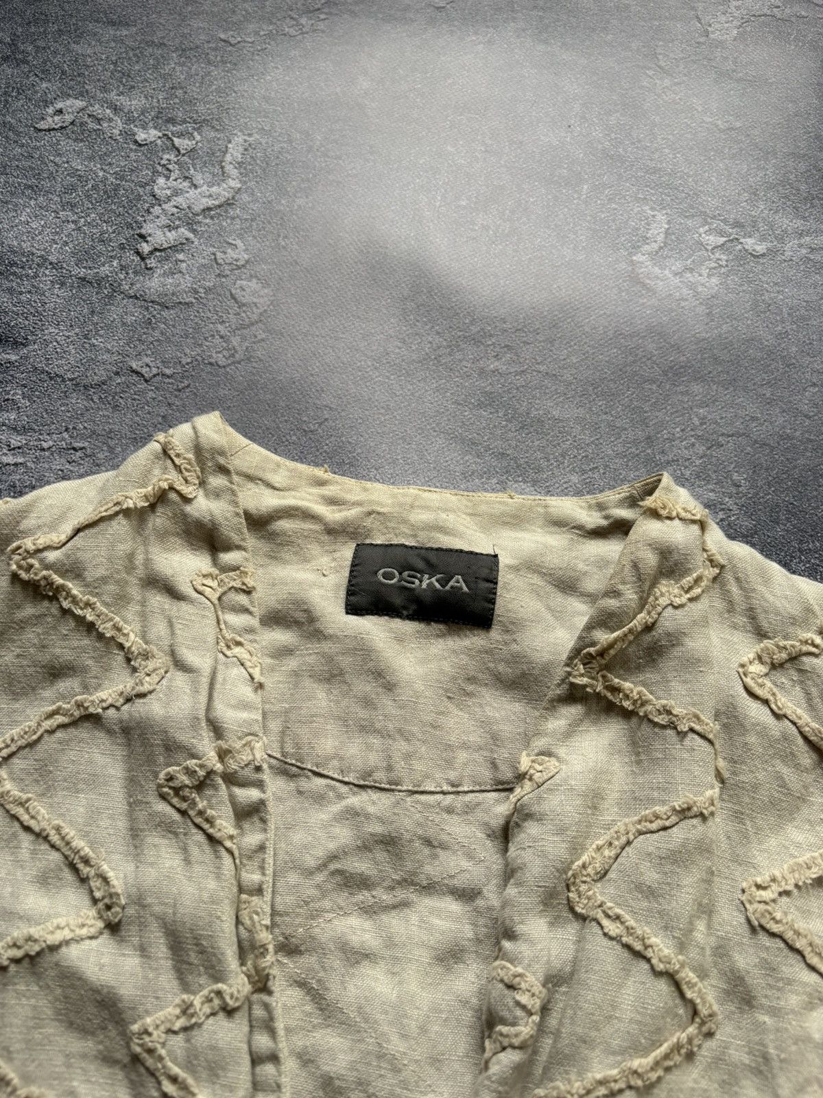 OSKA Vintage Oska Avant Garde Beige Linen Cardigan Button Up Size XS / US 0-2 / IT 36-38 - 6 Thumbnail