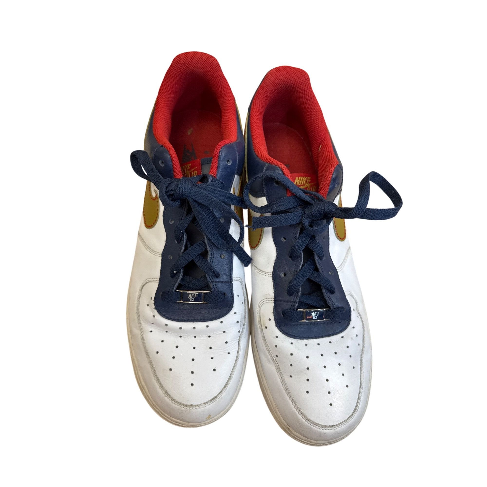 Nike Nike Air Force 1 82 Barkley mens White/Gold/Blue Low-Top Sne Size US 13 / EU 46 - 13 Thumbnail