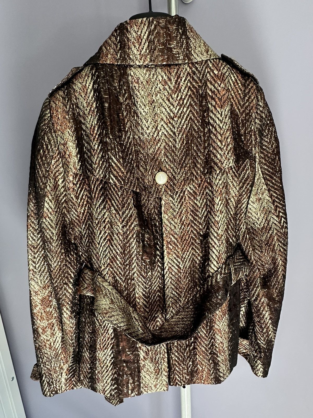 Designer × Dsquared2 Dsquared2 Women's Silk Goldish Belted Light Button Up Jacket Size S / US 4 / IT 40 - 3 Thumbnail