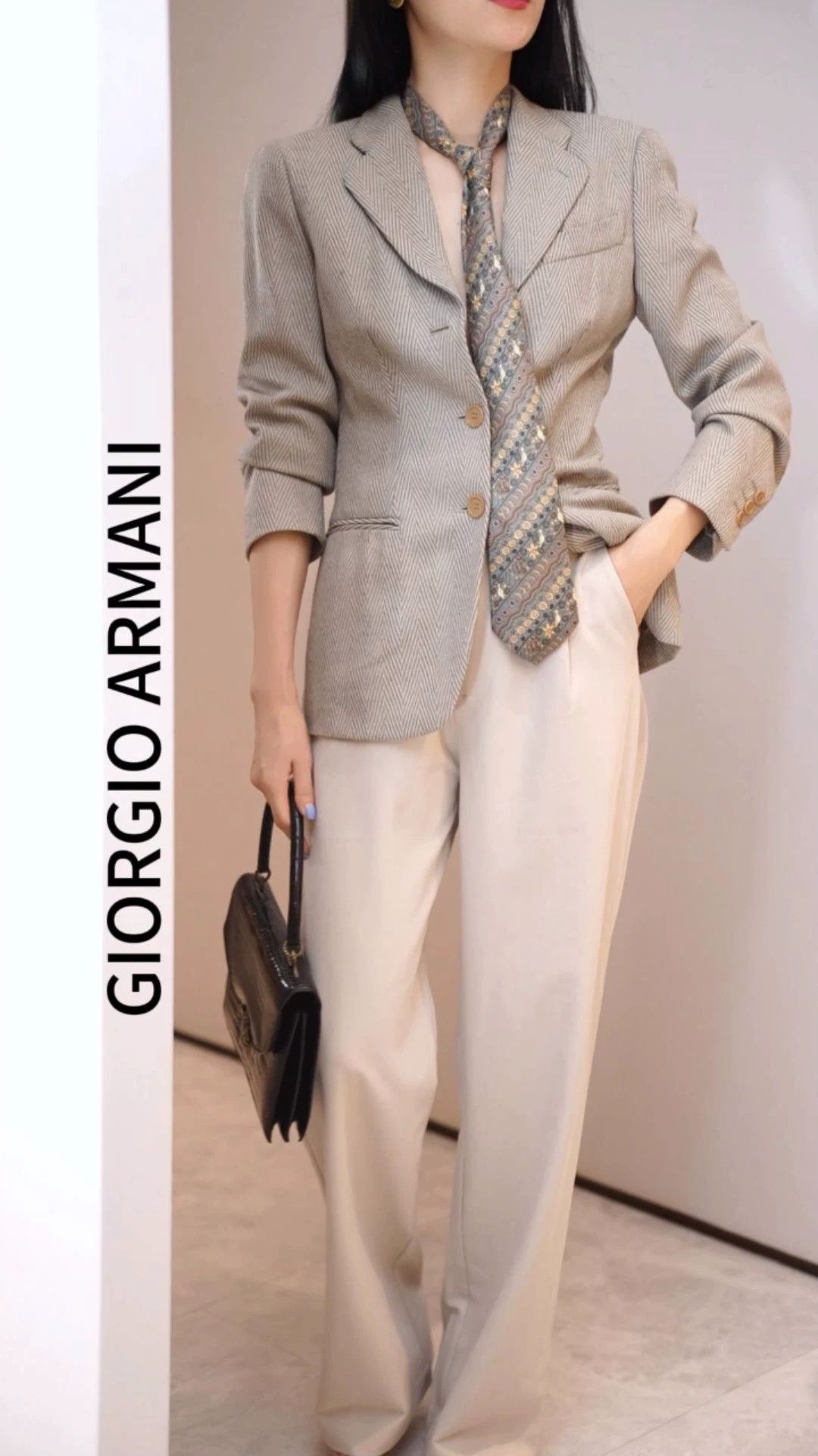 Armani Giorgio Armani Vintage Wool Herringbone Suit Jkt 38/M Flaws Size XS / US 0-2 / IT 36-38 - 1 Thumbnail