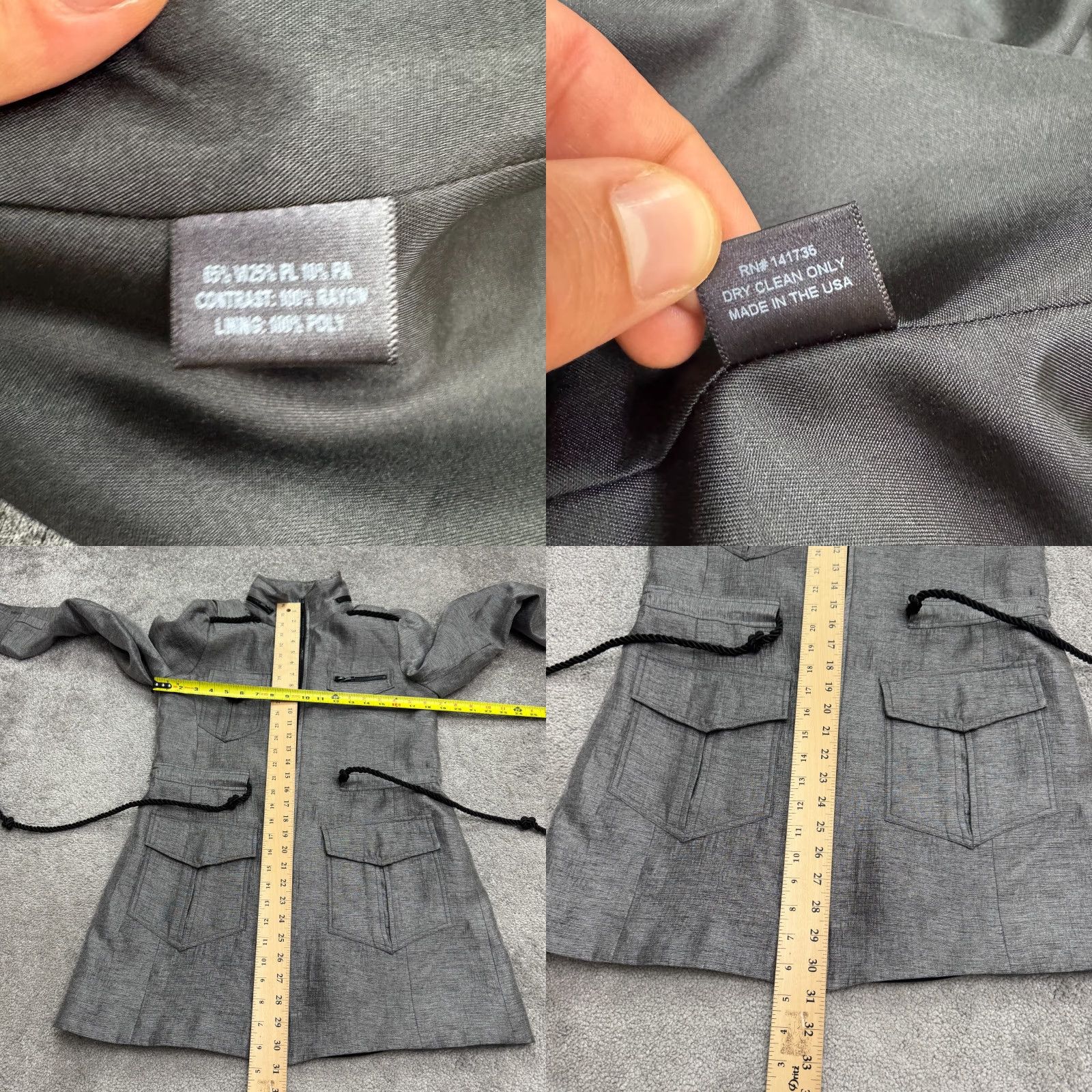 Vintage Chico's Laveer Military Utility Field Jacket Womens Gray Rope Belt Full Zip Coat Travel Size S / US 4 / IT 40 - 8 Thumbnail