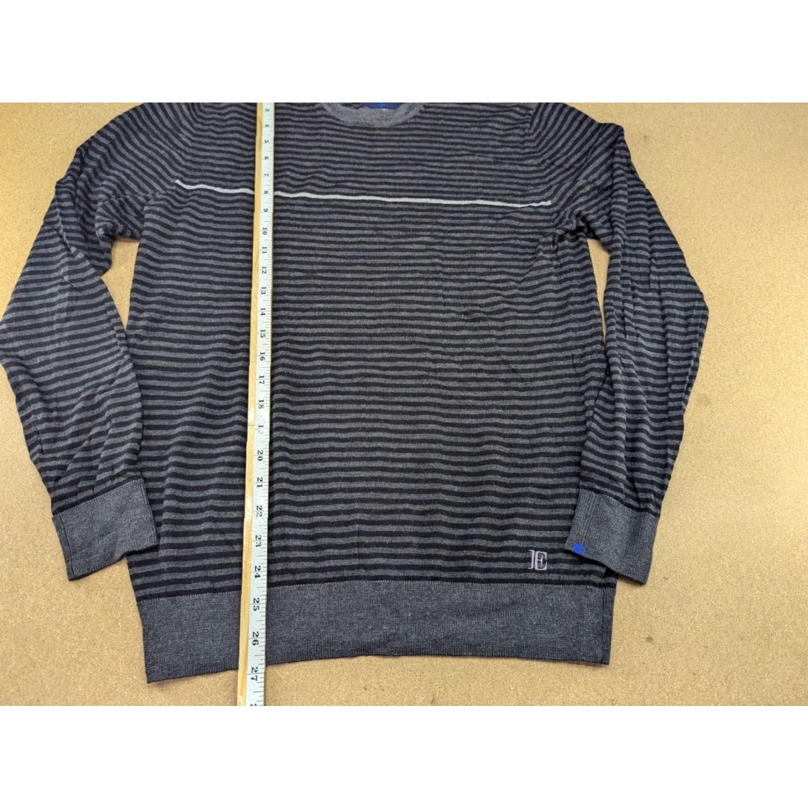 Superdry Superdry Idris Elba 100% Wool Mens XL Long Sleeves Gray Knit Jumper Striped Pullover, Shirt? Size US XL / EU 56 / 4 - 3 Thumbnail
