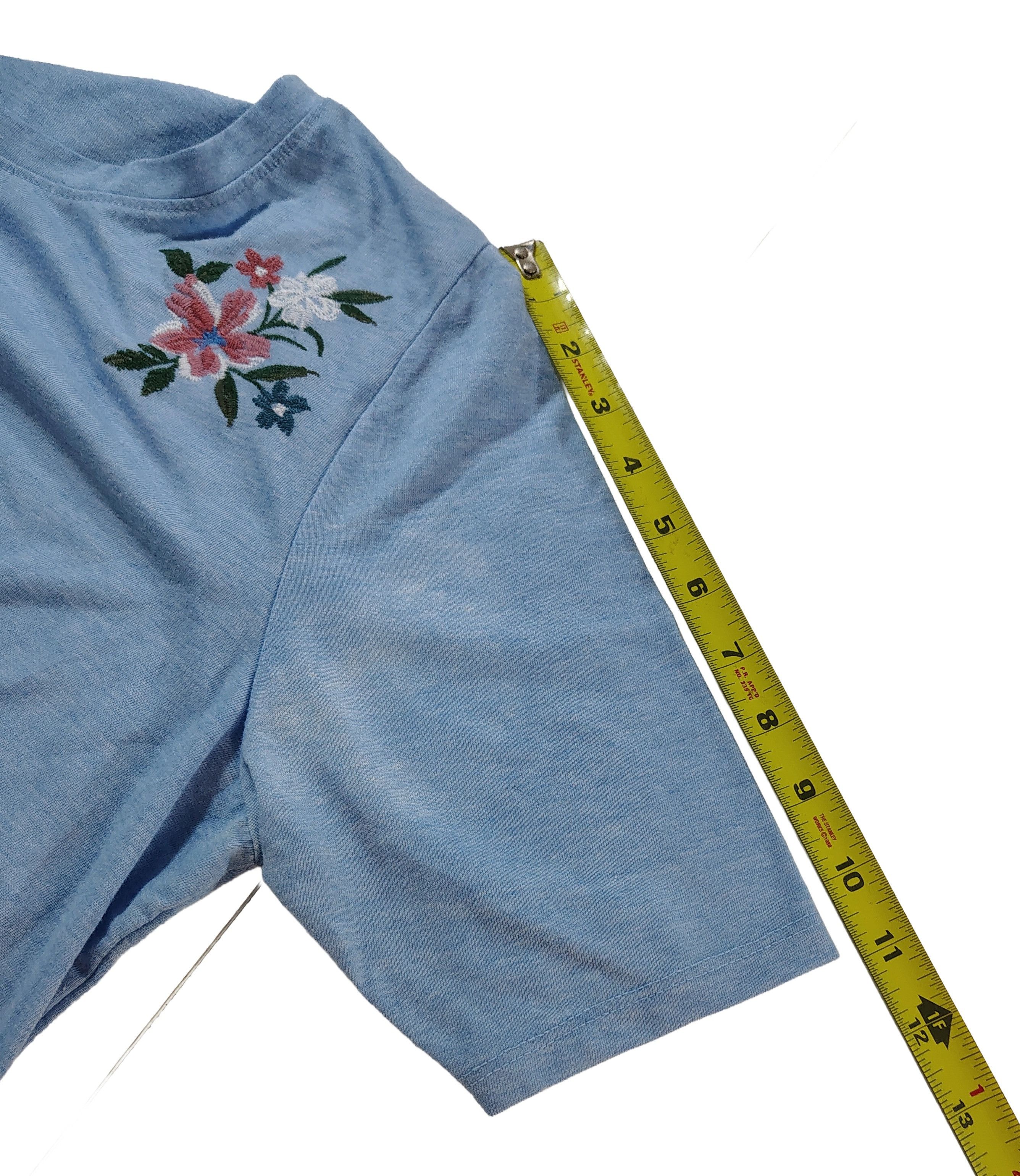 Other Women's Light Blue XL Lane Bryant Short Sleeve Floral Shirt Size XL / US 12-14 / IT 48-50 - 4 Thumbnail