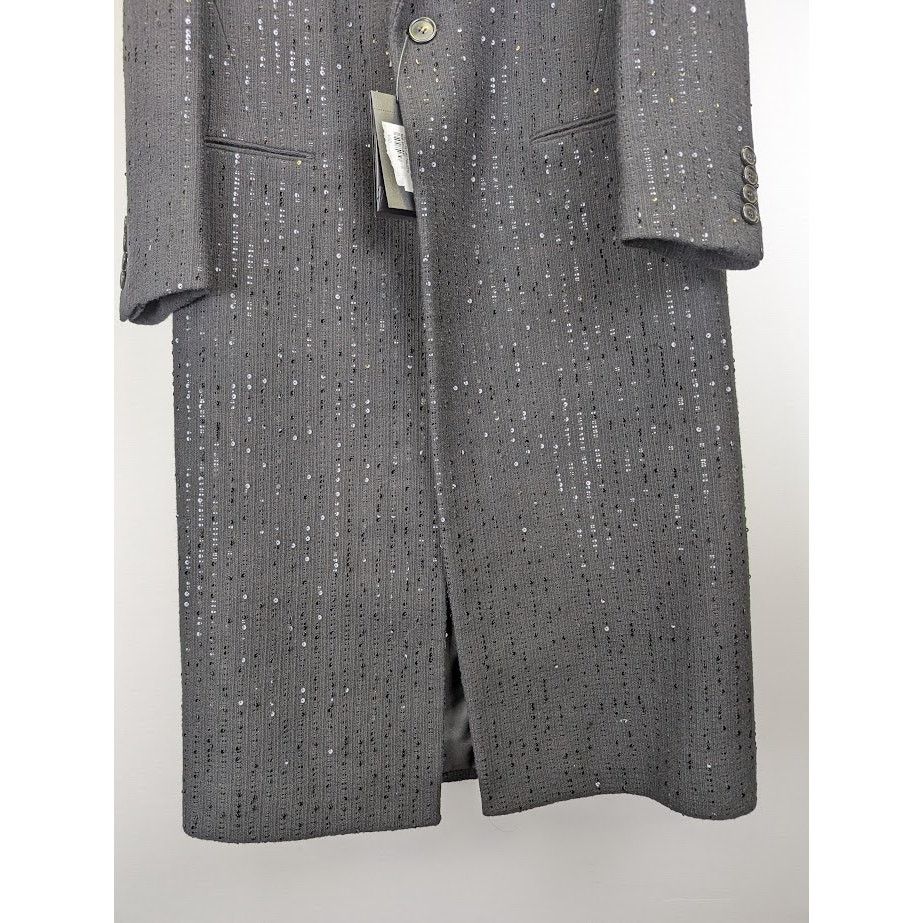 Saint Laurent Paris o1rshd1 Tweed Rayure Long Coat in Noir Brilliant Size US M / EU 48-50 / 2 - 7 Thumbnail