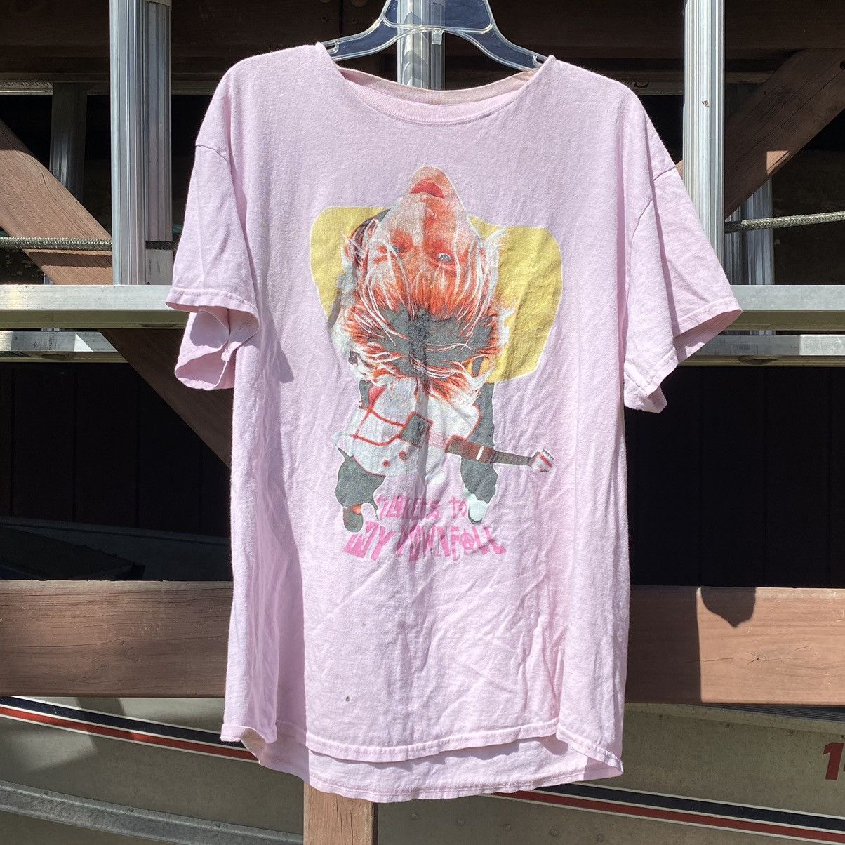 image of Band Tees x Deadstock Machine Gun Kelly Large “Tickets To My Downfall” T-Shirt in Pink, Women's
