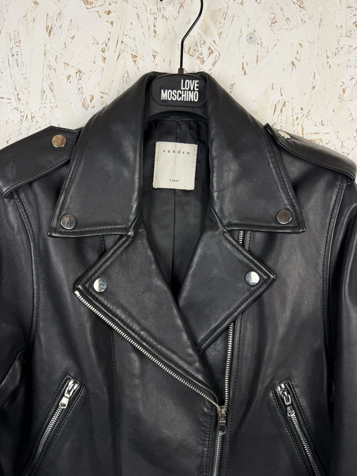 Sandro Sandro Paris Lambskin Black Biker Leather Jacket Size 4 Size L / US 10 / IT 46 - 2 Thumbnail