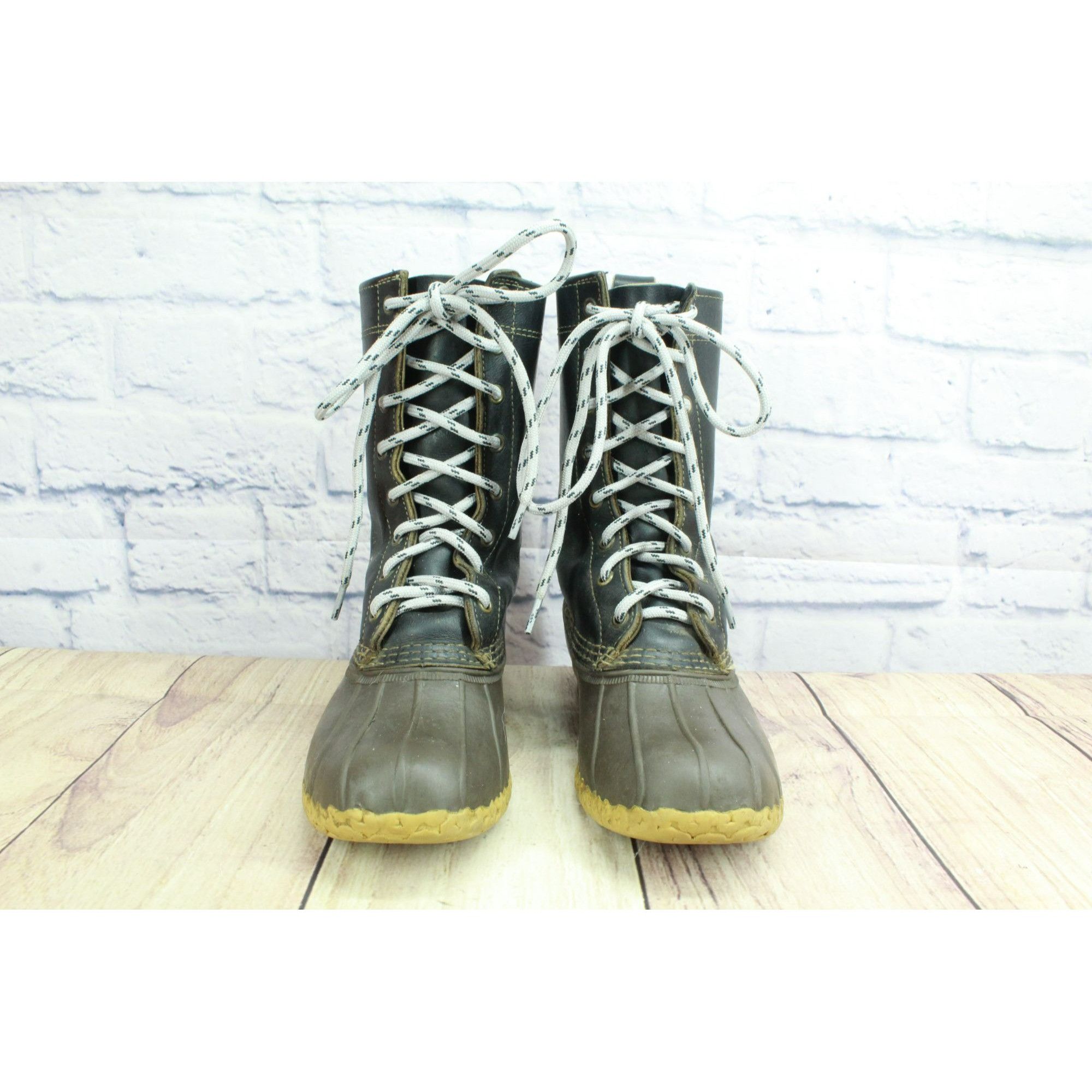 L.L. Bean × Leather LL Bean Women's Lace Up Unlined Mid Calf Duck Boots Size US 6 / IT 36 - 4 Thumbnail