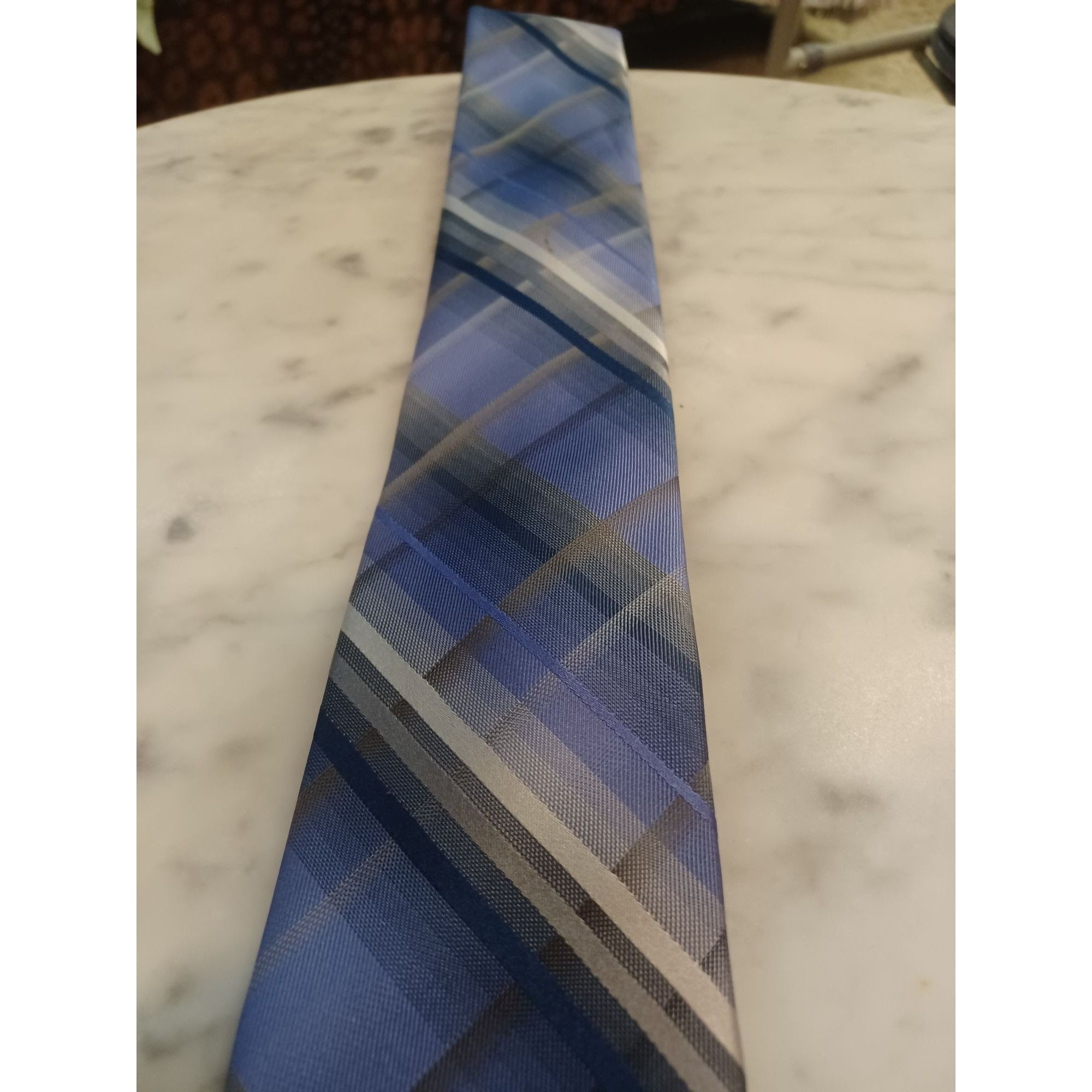 Van Heusen Van Heusen 100% Silk Men's Tie Purple Plaid Size ONE SIZE - 2 Thumbnail