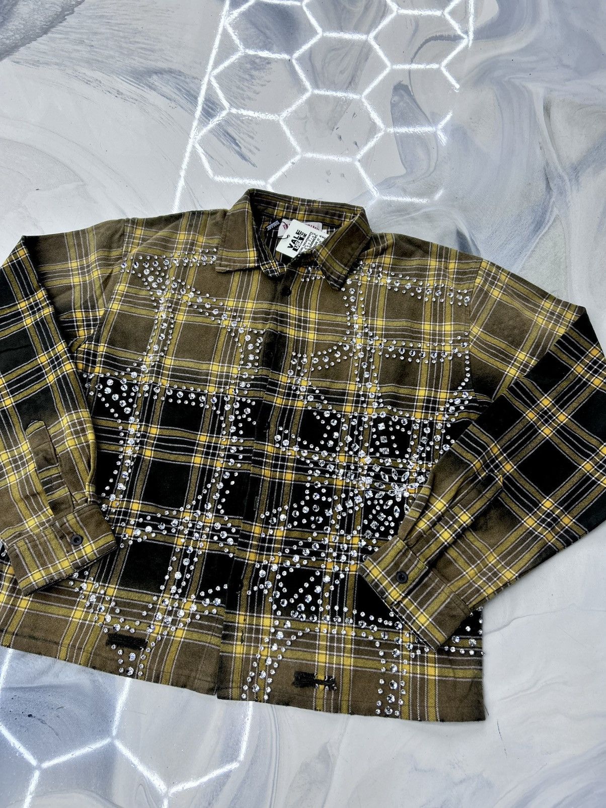 Vale Chocolate Crystal Flannel Black Yellow Size S