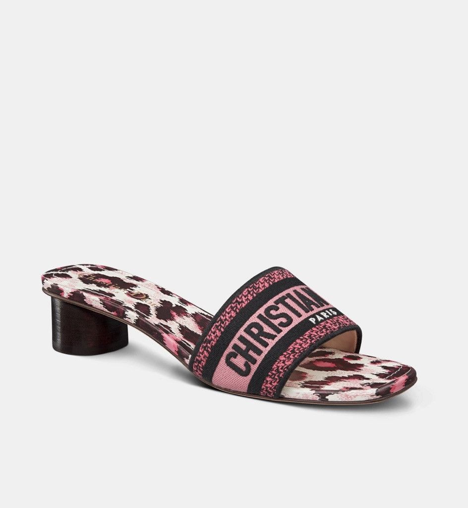 Dior Dior DWAY HEELED SLIDE Deep Fuchsia Mizza Embroidered Cotton Size US 10 / IT 40 - 1 Thumbnail