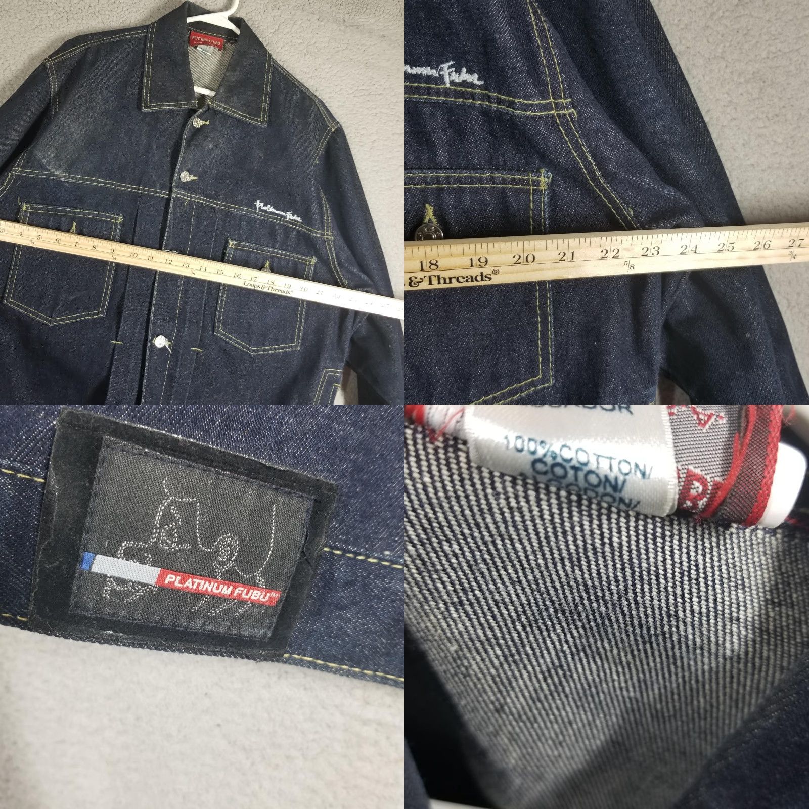 Fubu VINTAGE Platinum FUBU Jacket Mens L Blue Denim Fat Albert Hip Hop USA Y2K Size US L / EU 52-54 / 3 - 9 Thumbnail