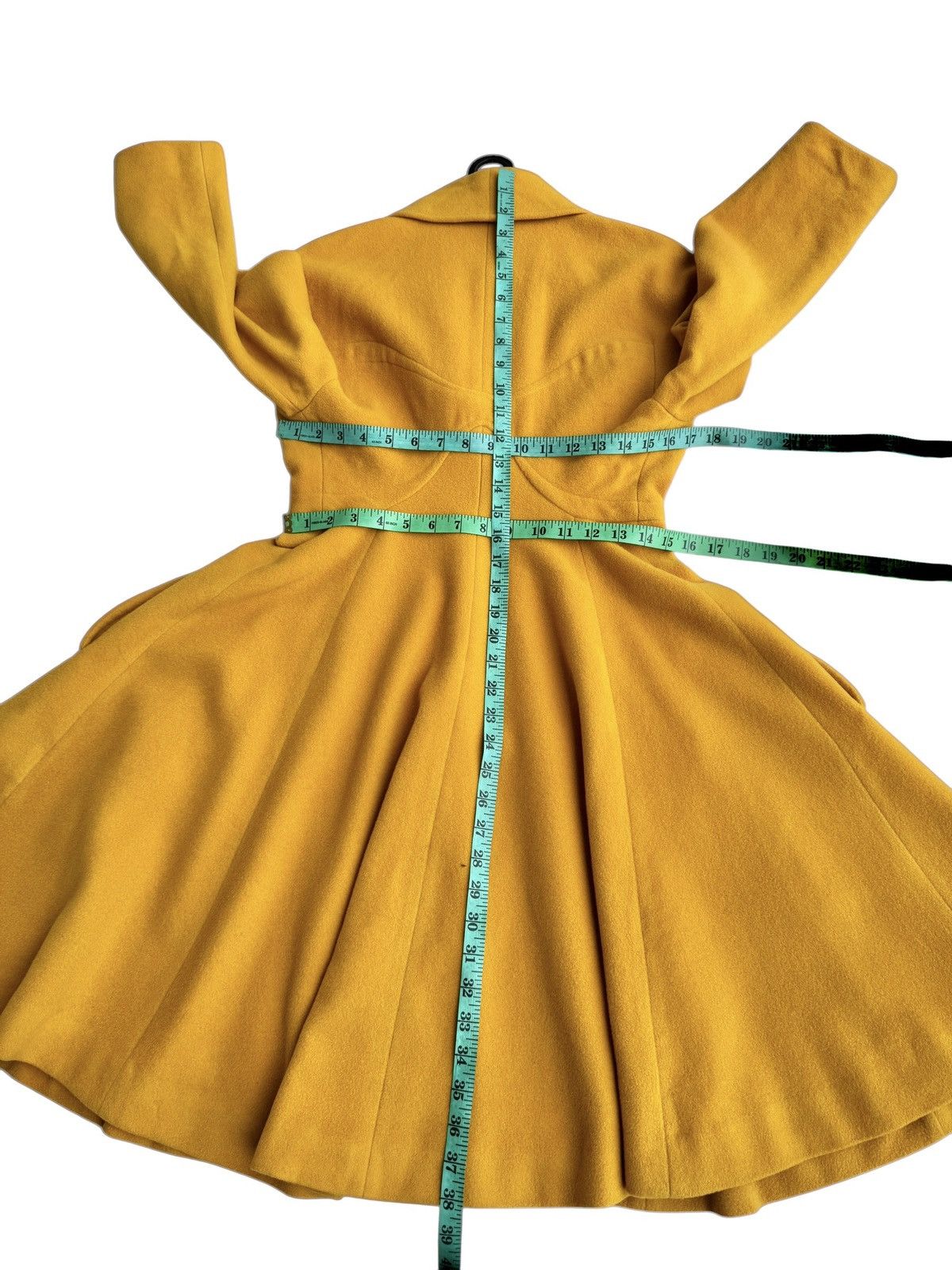 Mugler 🔥Rare Vintage 80s Thierry Mugler Mustard Yellow Wool Coat Size M / US 6-8 / IT 42-44 - 19 Thumbnail