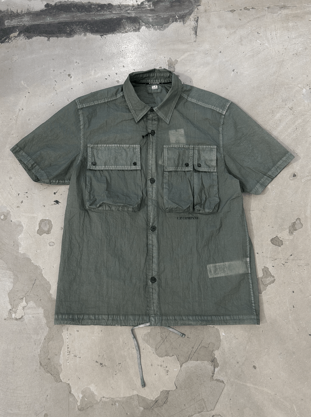 image of C P Company Shirt-Short Sleeve in Miltary Green, Men's (Size Large)