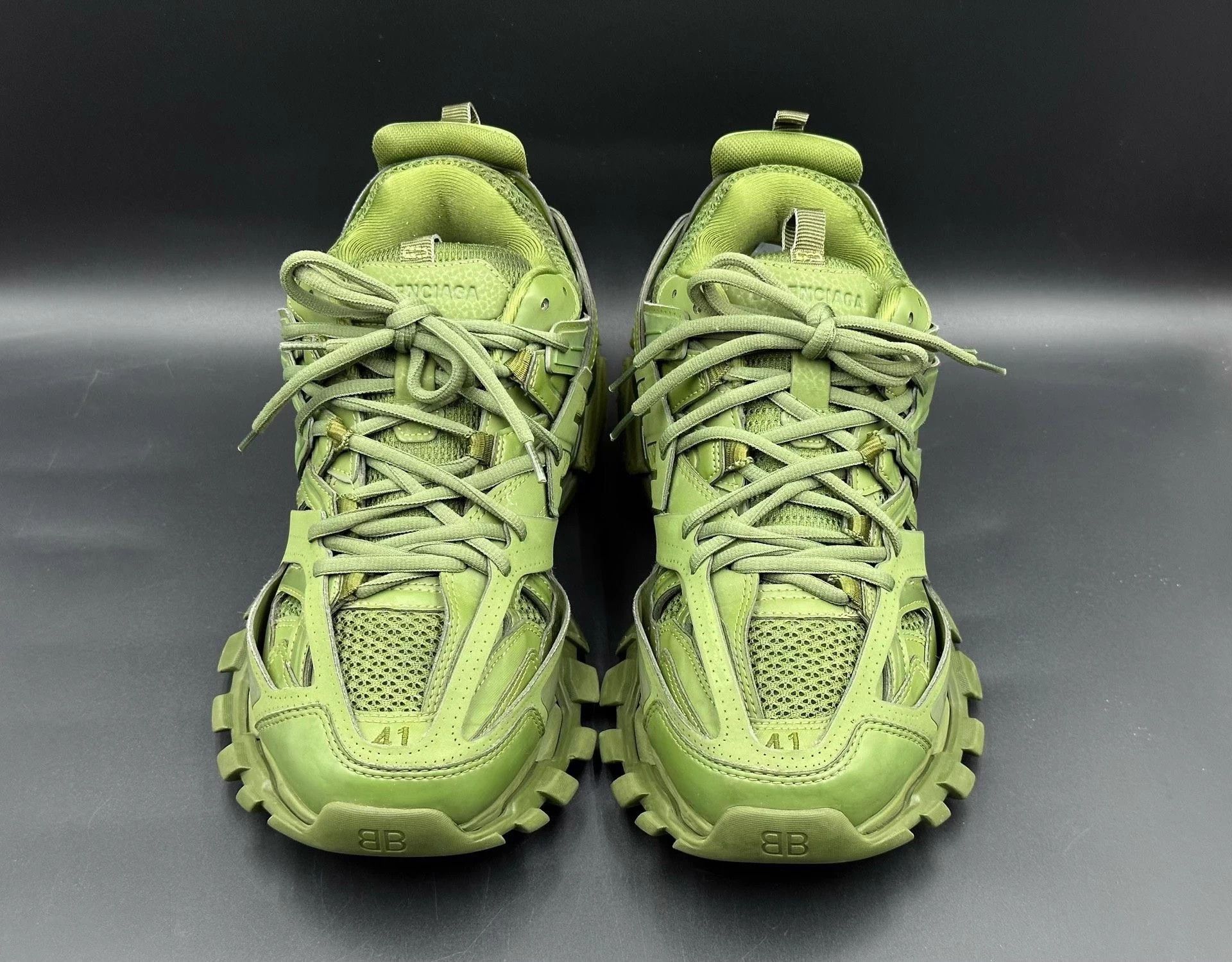 Balenciaga Balenciaga Men's Green Track 1.0 Round Toe Low-Top Dad Shoes Size US 8 / EU 41 - 2 Thumbnail
