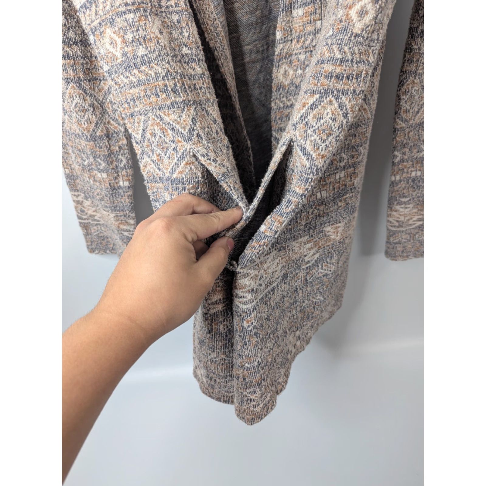 Lucky Brand Lucky Brand Cardigan Women Aztec Boho Knit Open Front Pockets Beige Long Sleeve Medium M Fall Spring Winter Casual Workwear 90s? Size M / US 6-8 / IT 42-44 - 3 Thumbnail
