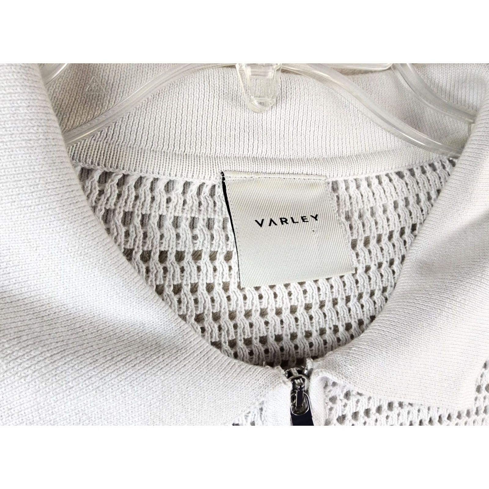 Varley Varley Women's Short Sleeve Sweater 1/4 Zip Open Knit Pullover Size S White Size S / US 4 / IT 40 - 3 Thumbnail