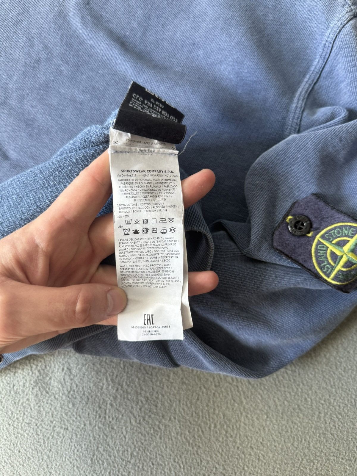 Stone Island Stone Island Garment Dyed Blue Compass Patch Crewneck Size US XL / EU 56 / 4 - 3 Thumbnail