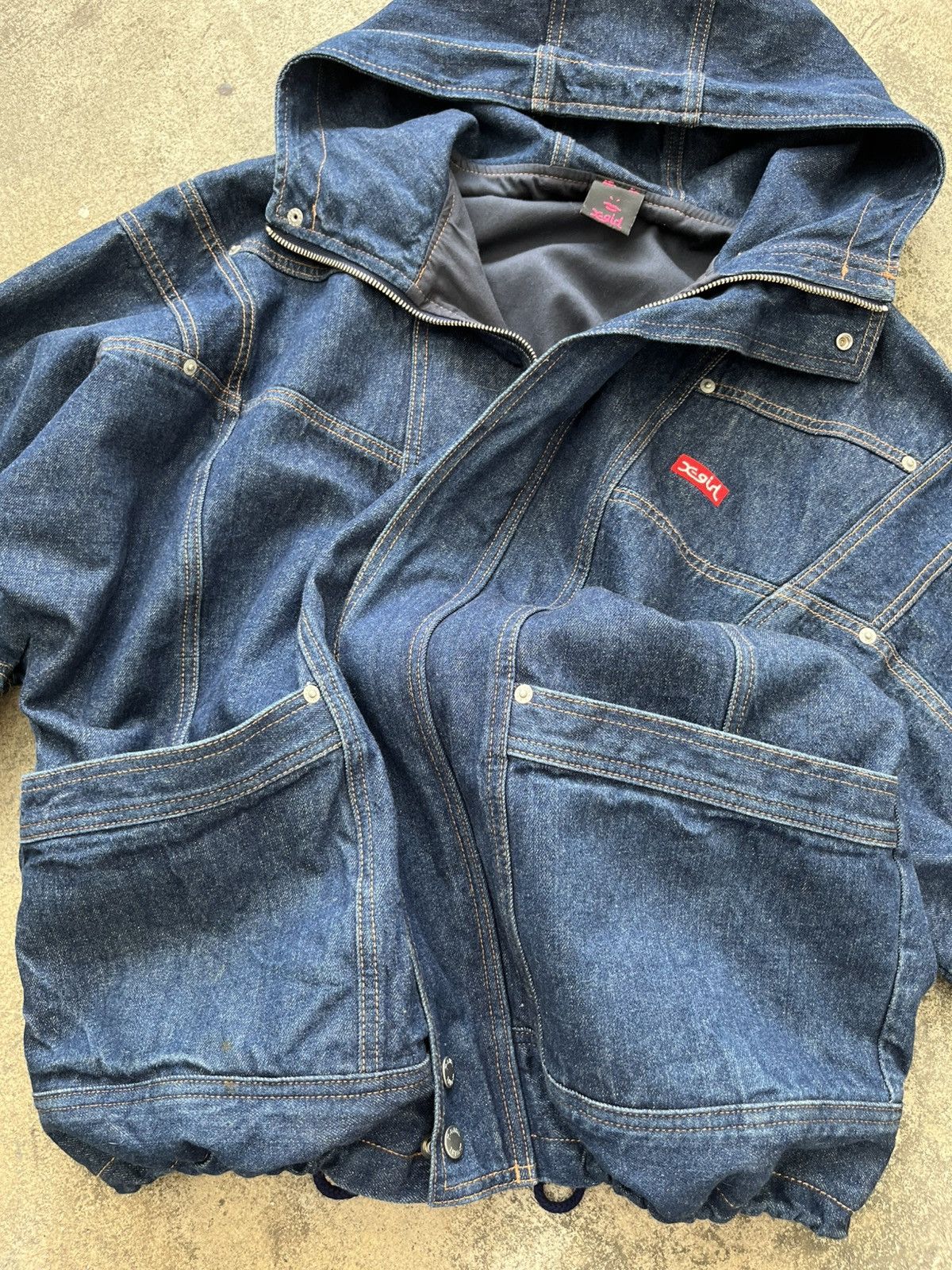 Japanese Brand 💥X-GIRL Bomber Hoodie Denim Jacket /Kapital style Size US XL / EU 56 / 4 - 6 Thumbnail