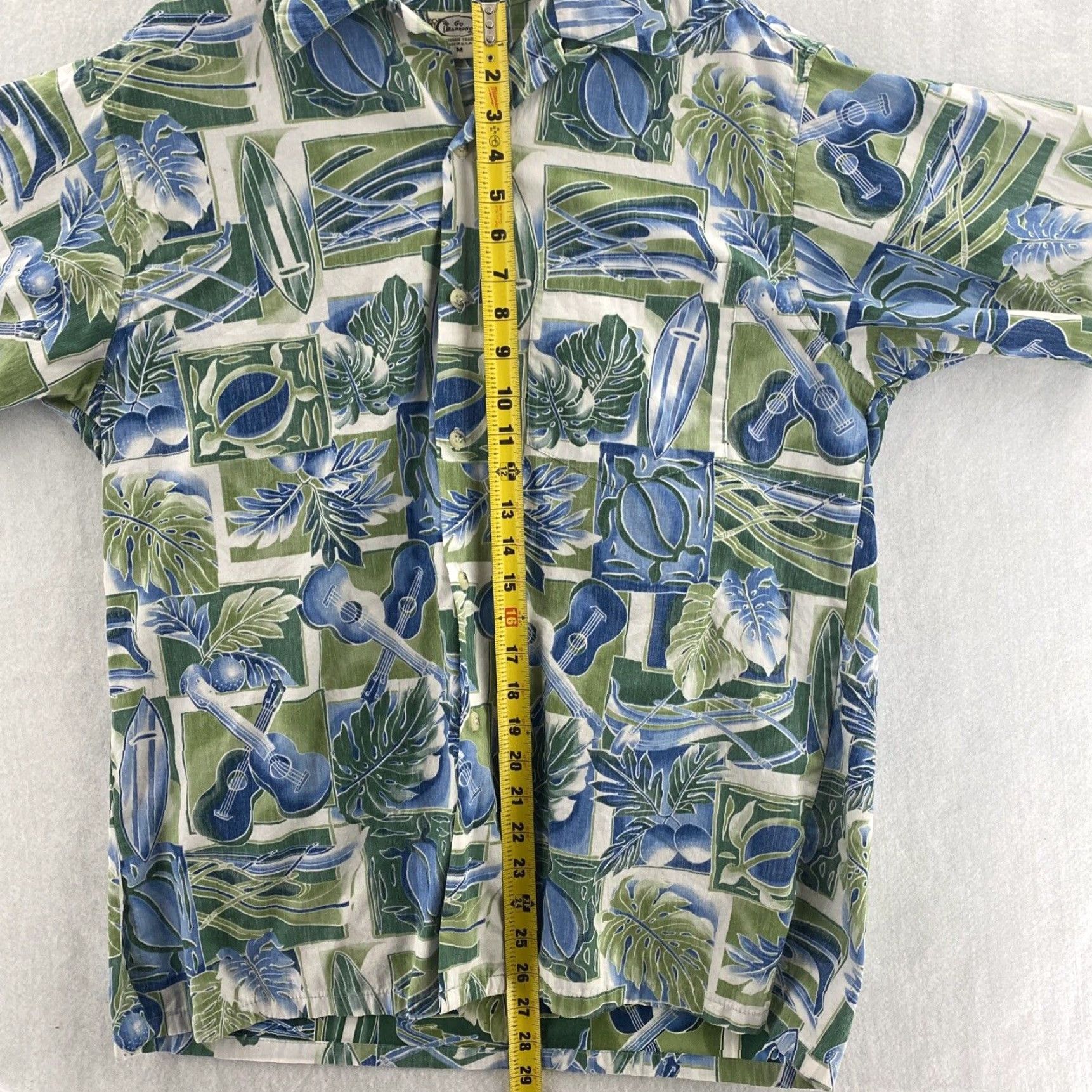 Vivobarefoot VINTAGE Go Barefoot Shirt Mens Button Front Hawaiian Shirt Cotton Surf Guitars Size US M / EU 48-50 / 2 - 4 Thumbnail