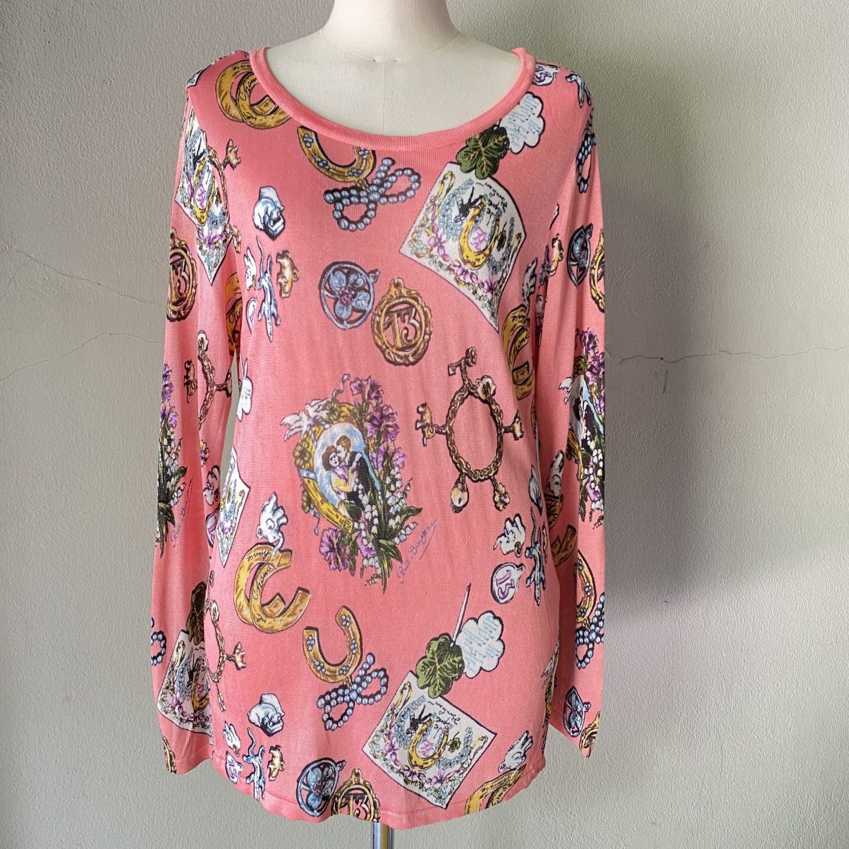 Karl Lagerfeld Karl Lagerfeld Pink Graphic Print Long Sleeve Top Size S / US 4 / IT 40 - 12 Thumbnail