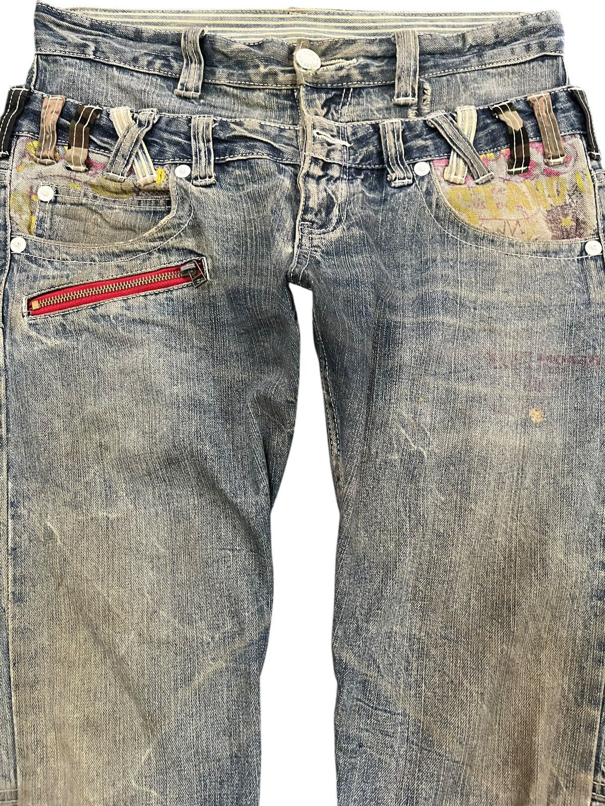 Takashi Murakami Vintage Double Focus Double Waist Twisted Leg Denim Size US 33 - 2 Thumbnail