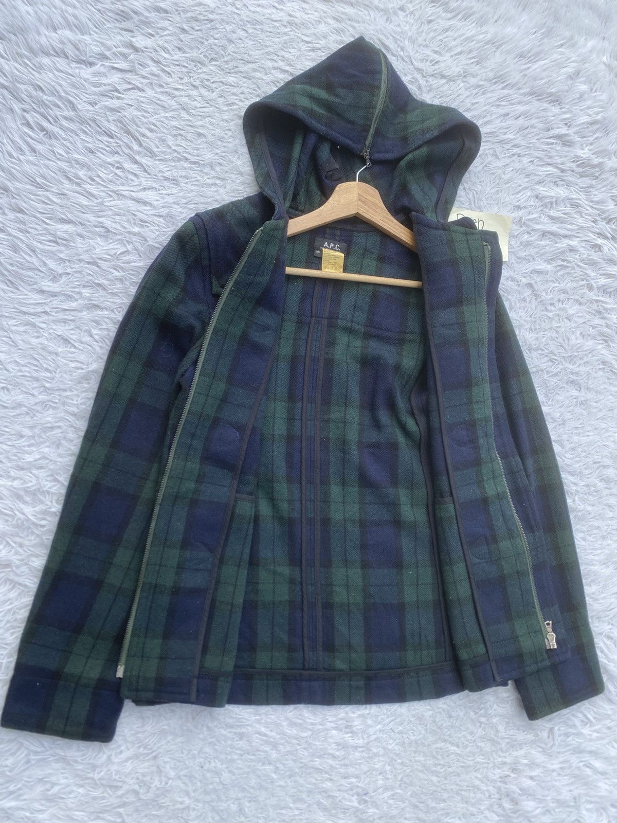 A.P.C. Rare Vintage A.P.C Checkered Wool Hooded Jacket Size US XS / EU 42 / 0 - 8 Thumbnail