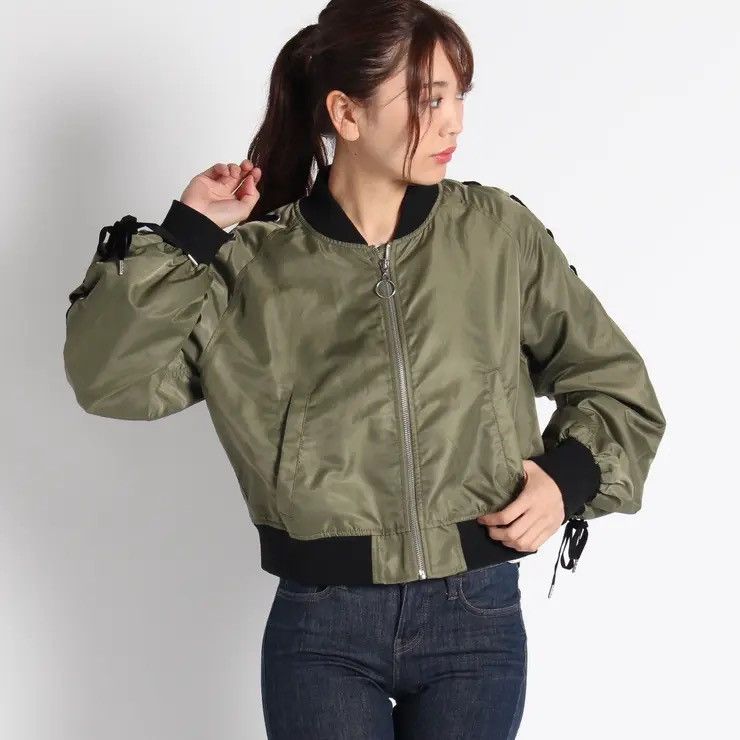 Japanese Brand Browny Standard Crop Bomber Jacket (178) Size ONE SIZE - 1 Thumbnail