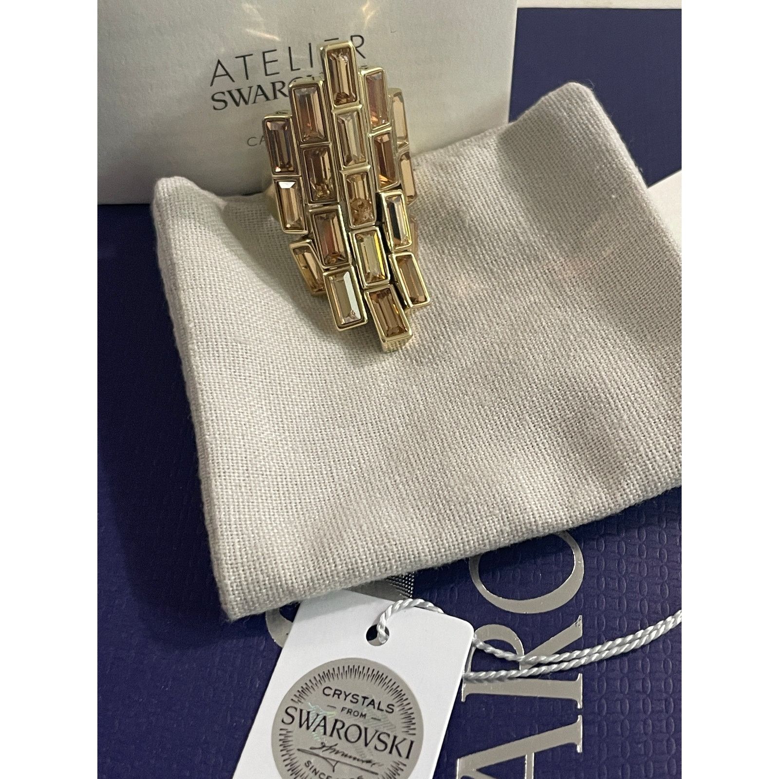 Swarovski Swarovski Atelier Fluid Azzurro Ring Golden Size 6/52 Size ONE SIZE - 8 Thumbnail