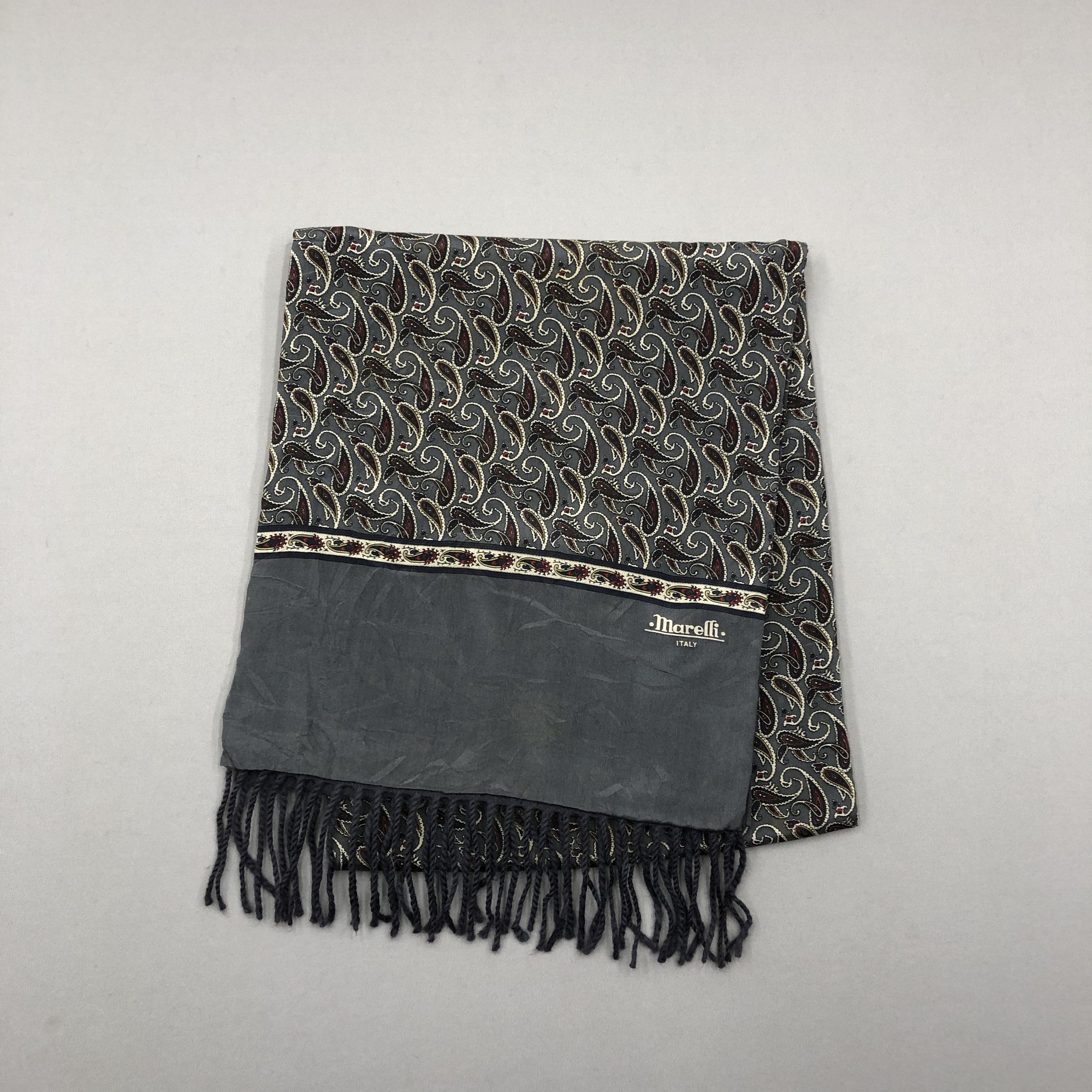 Vintage Vintage Marelli Scarf Muffler Paisley SILK Wool Scarves Size ONE SIZE - 1 Thumbnail