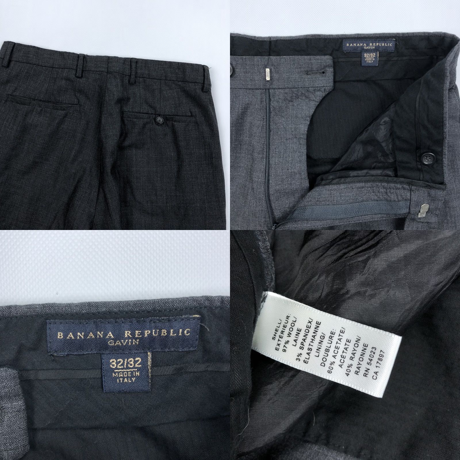 Banana Republic Banana Republic Men's 38R Suit Jacket Wool Blend Charcoal Gray 2 Piece Notch Lapel Single Breasted 40in Chest Regular Vintage? No (Y2K) Size 38R - 10 Thumbnail