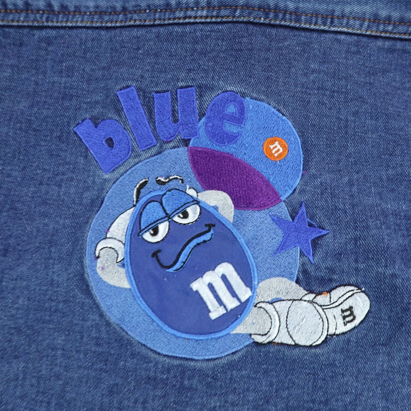 Denime Vintage M&Ms Jacket Mens XXL Blue Denim Button Up Trucker Coat Lau Vegas Size US 39 - 6 Thumbnail