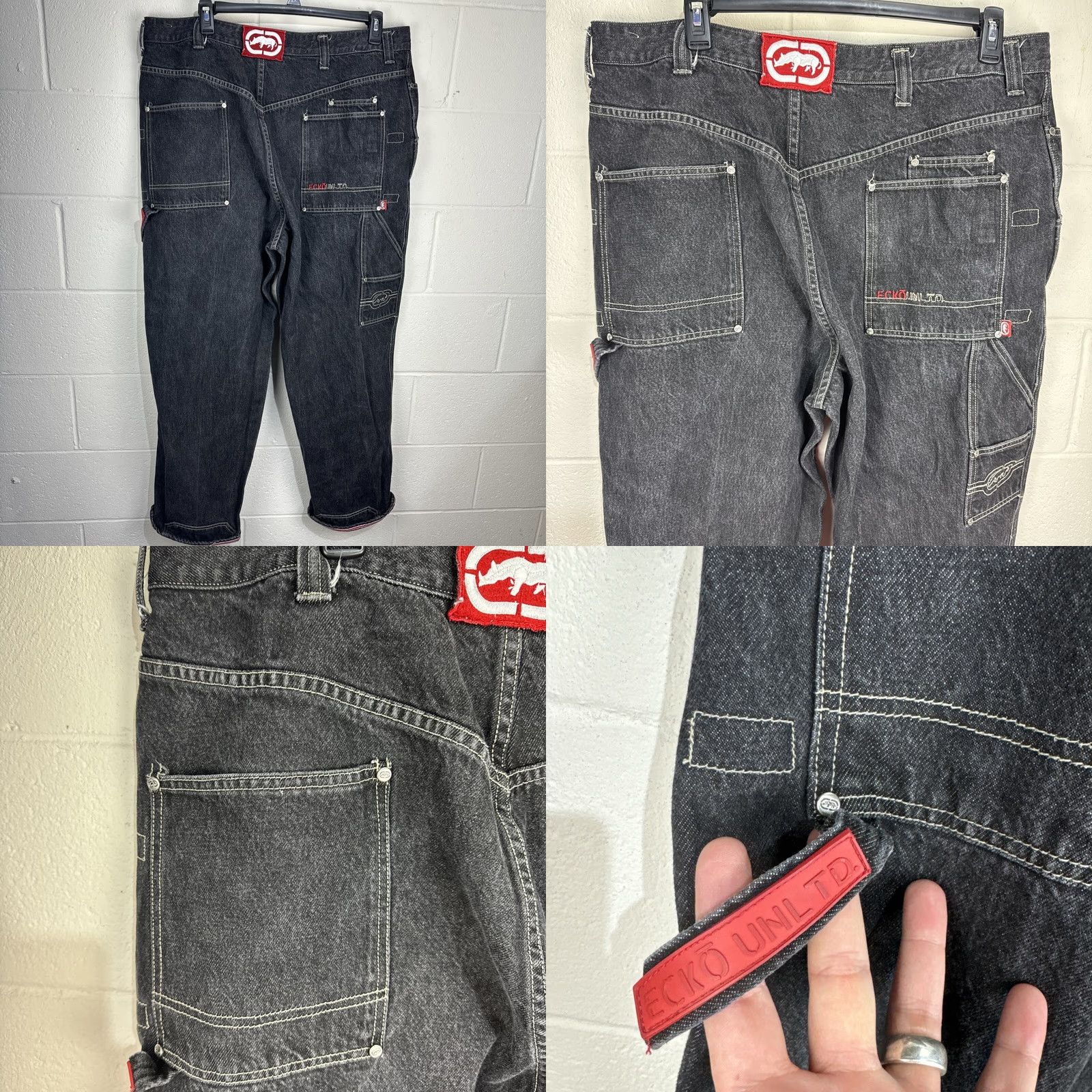 Ecko Unltd. VINTAGE Ecko Unltd Jeans Men 42X34 Black Denim Baggy 90s Hip Hop Skater Loot Jeans Mens Size 42 Size US 42 / EU 58 - 9 Thumbnail