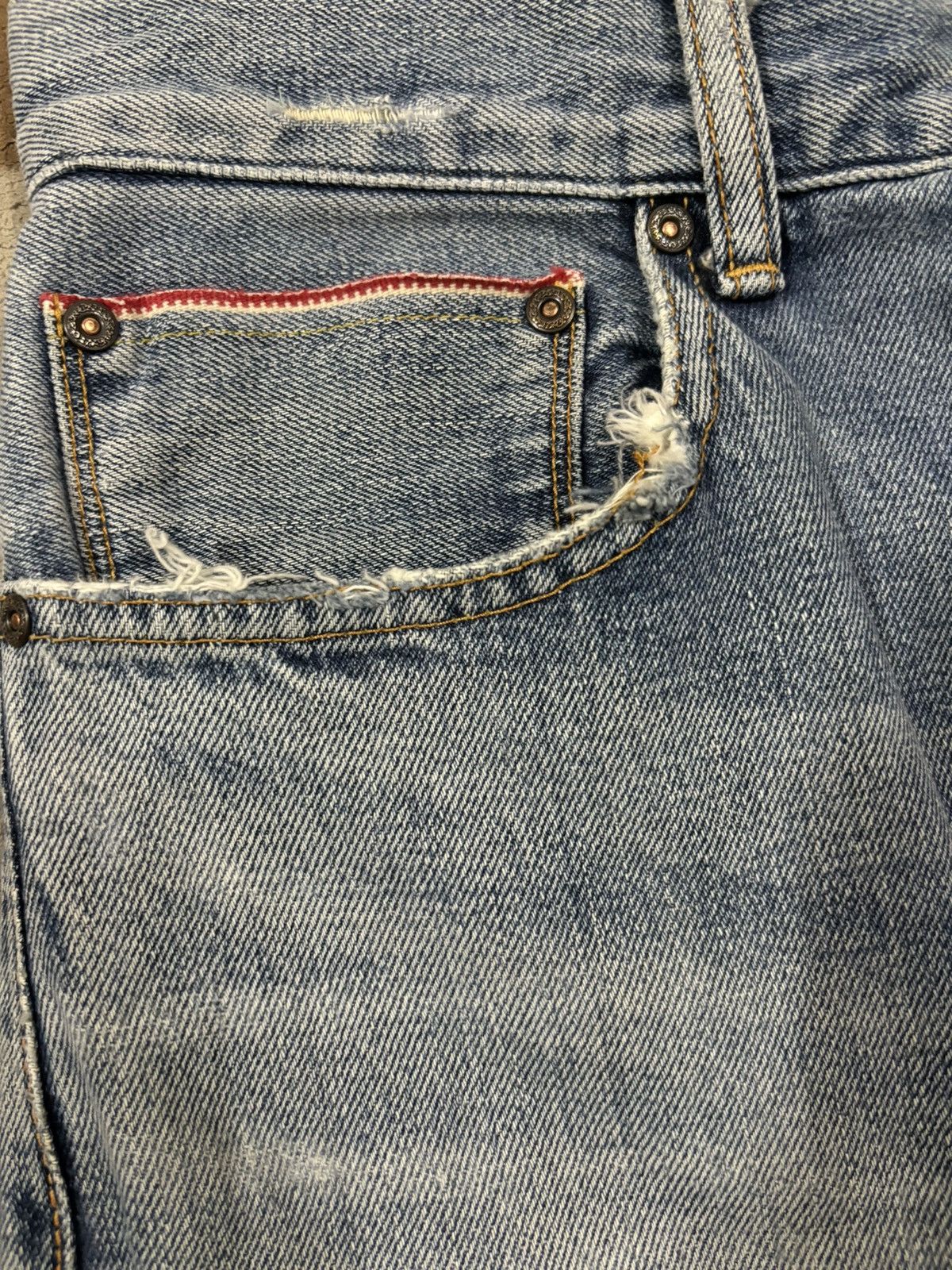 Japanese Brand Vintage Men Without A Country Selvedge Ripped Grunge Jeans Size US 29 - 6 Thumbnail