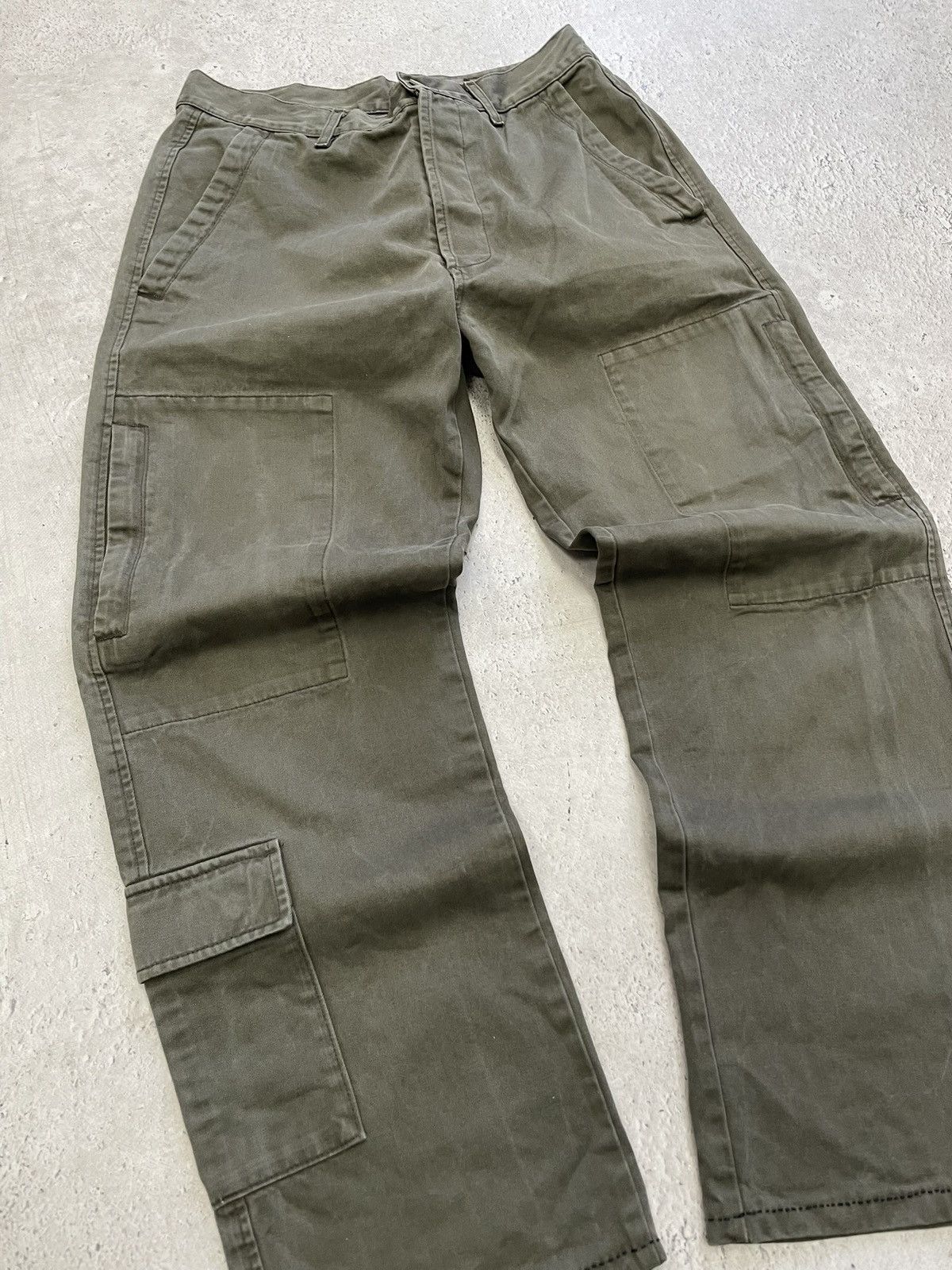 Junya Watanabe Green olive washed navy Cargo pants avant garde y2k style Size US 33 - 2 Thumbnail