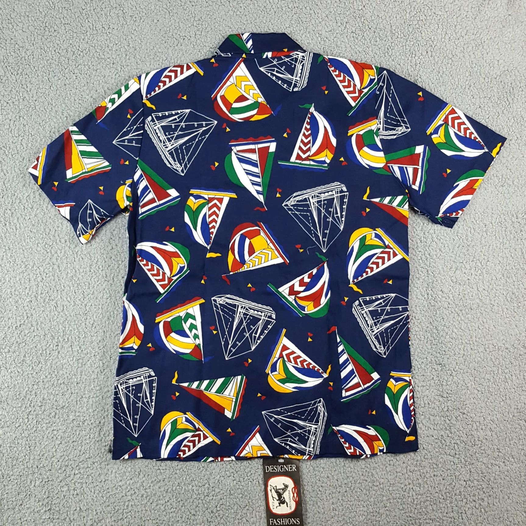 Nautica VINTAGE Infinity Chic Nautical Print Short Sleeve Button-Up Shirt S Blue 90s Casual Mens Size US S / EU 44-46 / 1 - 5 Thumbnail