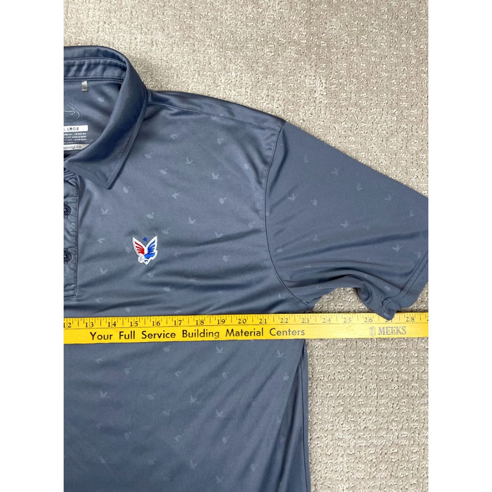 Vintage Swannies Polo Shirt Mens XL Gray Animal Print Performance Stretch Golf Hike Shirt Mens Regular Short Sleeve Collared Button Closure Size US XL / EU 56 / 4 - 5 Thumbnail