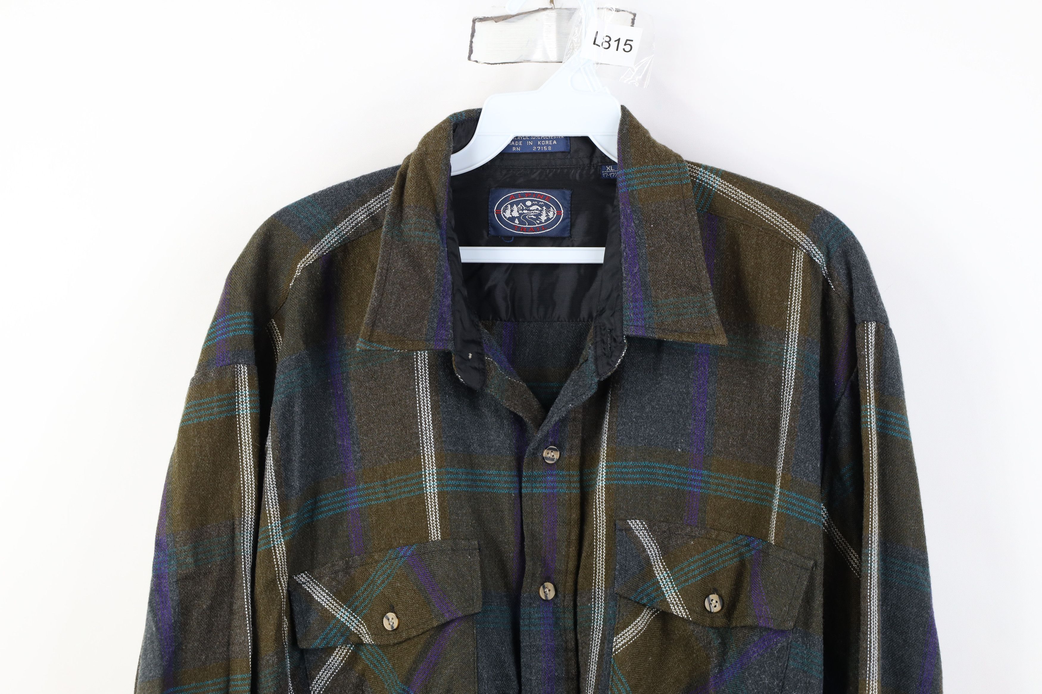 Vintage Vintage 70s 80s Streetwear Knit Collared Button Shirt Plaid Size US XL / EU 56 / 4 - 2 Thumbnail